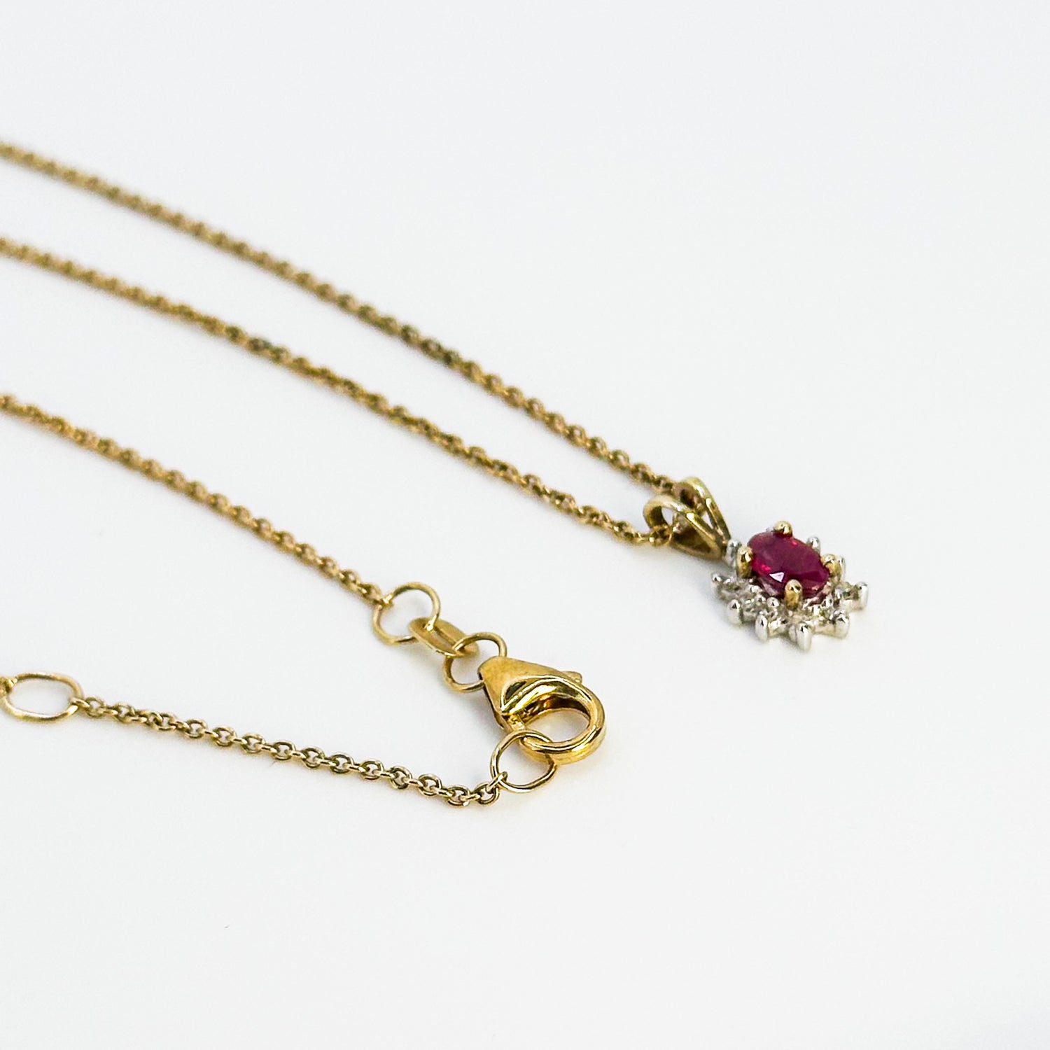 Vintage Ruby Pendant with Diamond Halo