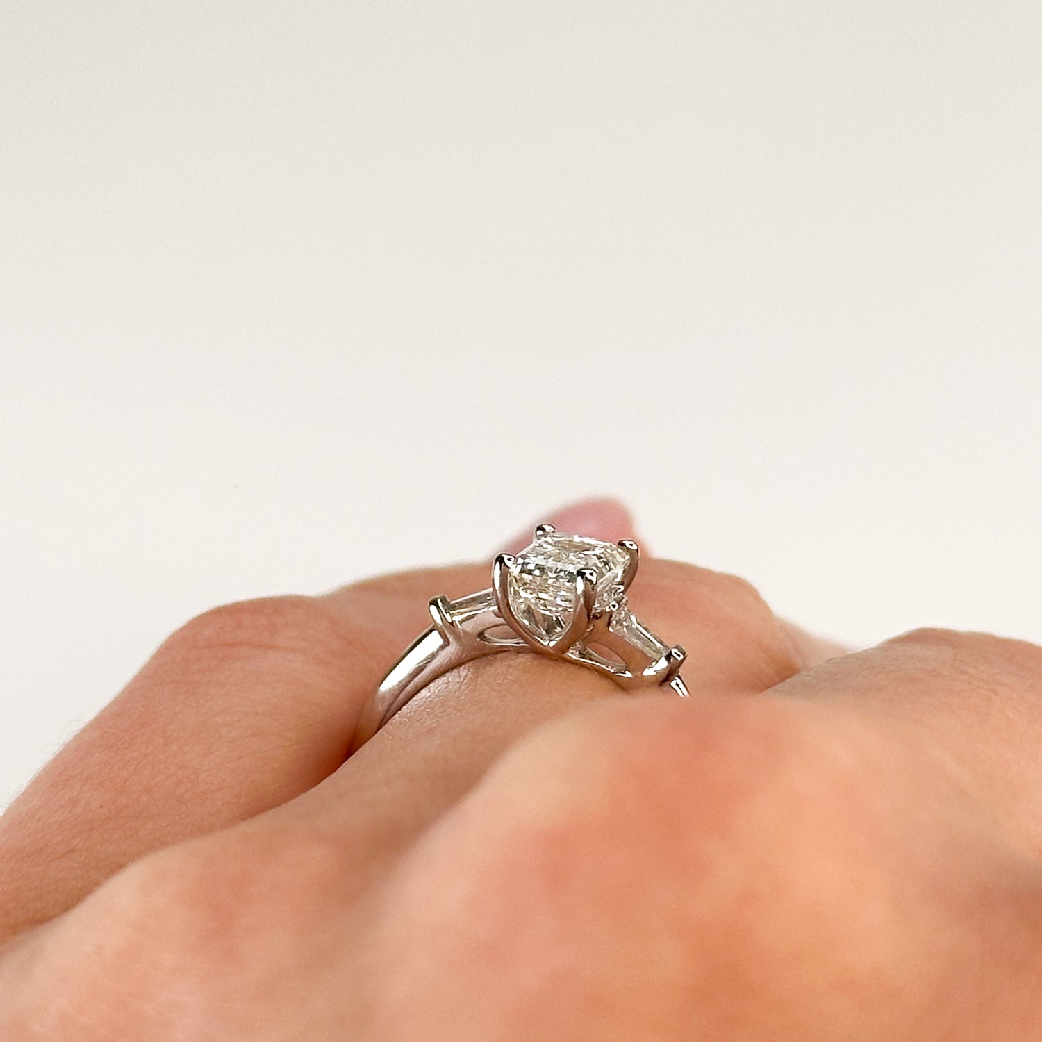 1.01ct Emerald cut Diamond trilogy Ring