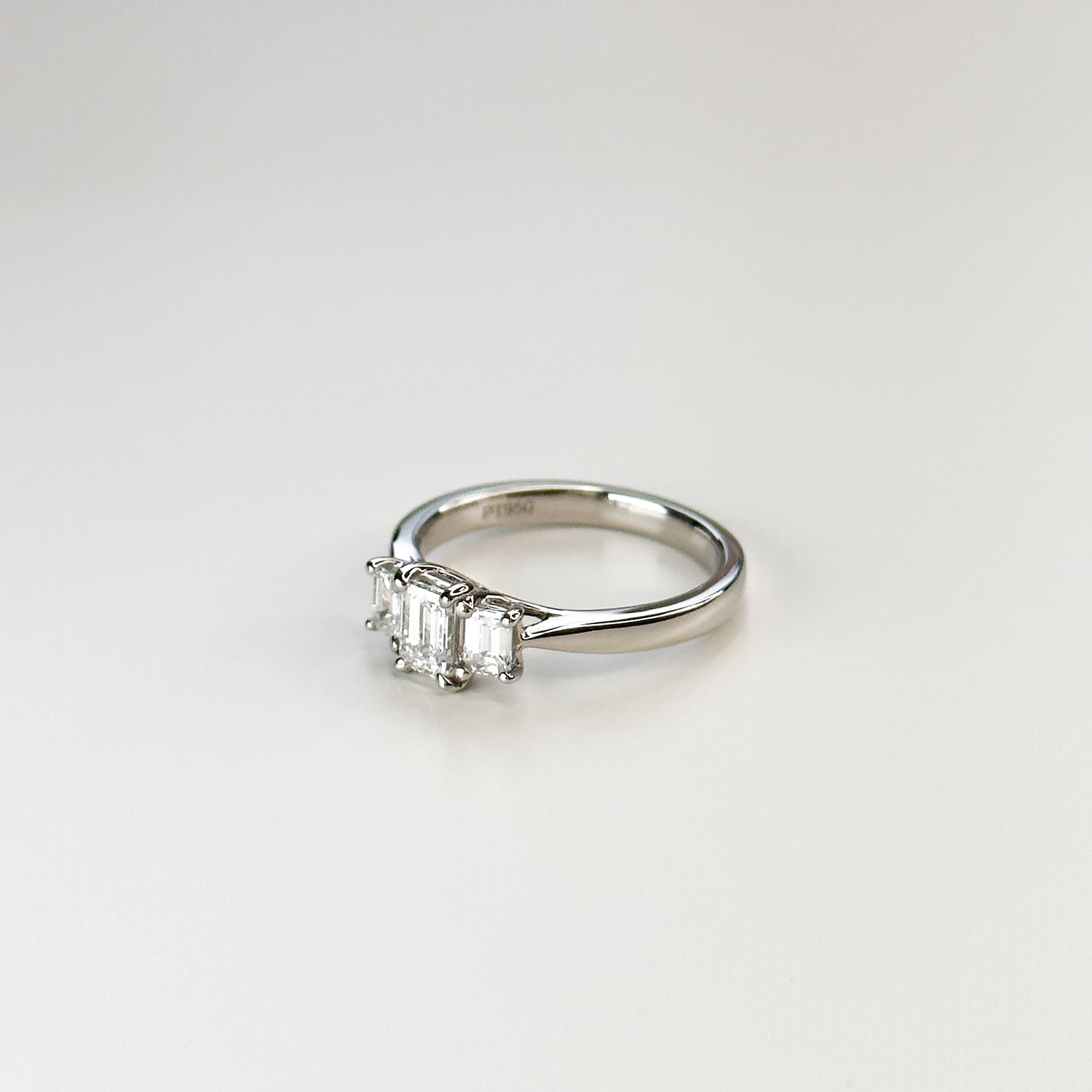 0.43ct Emerald Cut Diamond Trilogy Ring