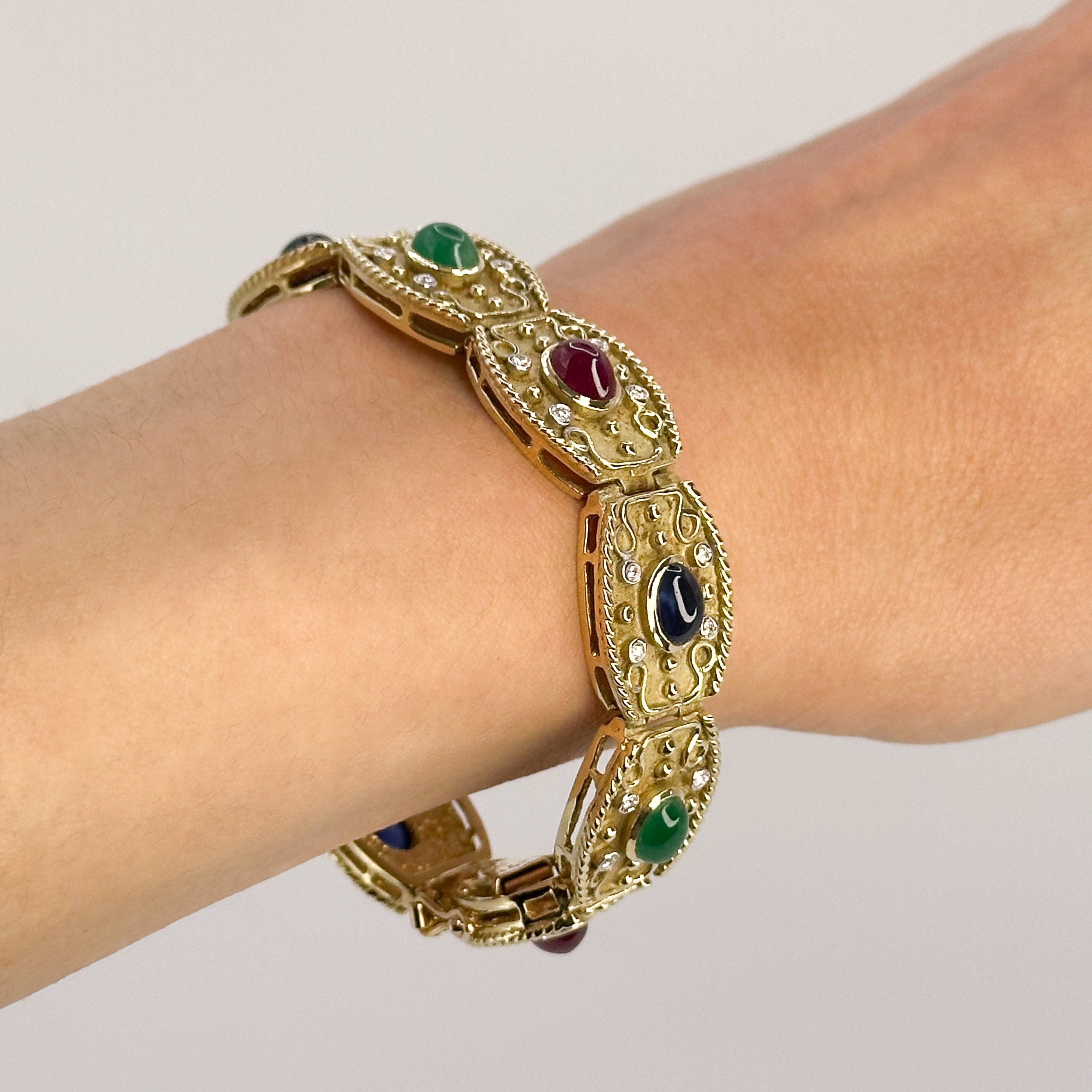 Vintage Yellow Gold Bracelet with Gemstones