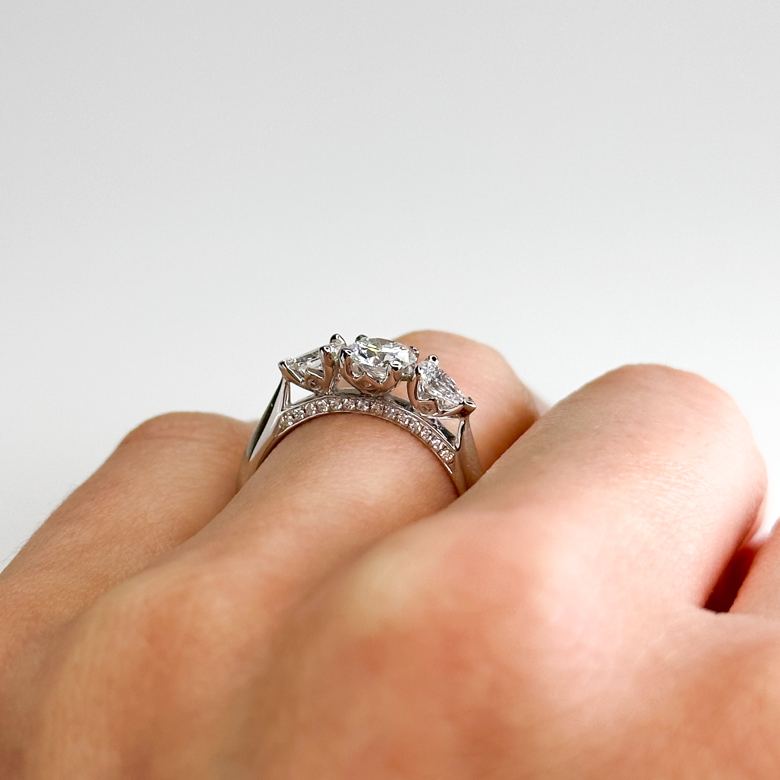 Diamond Trilogy Ring with 0.50ct Round Cut Centre Stone