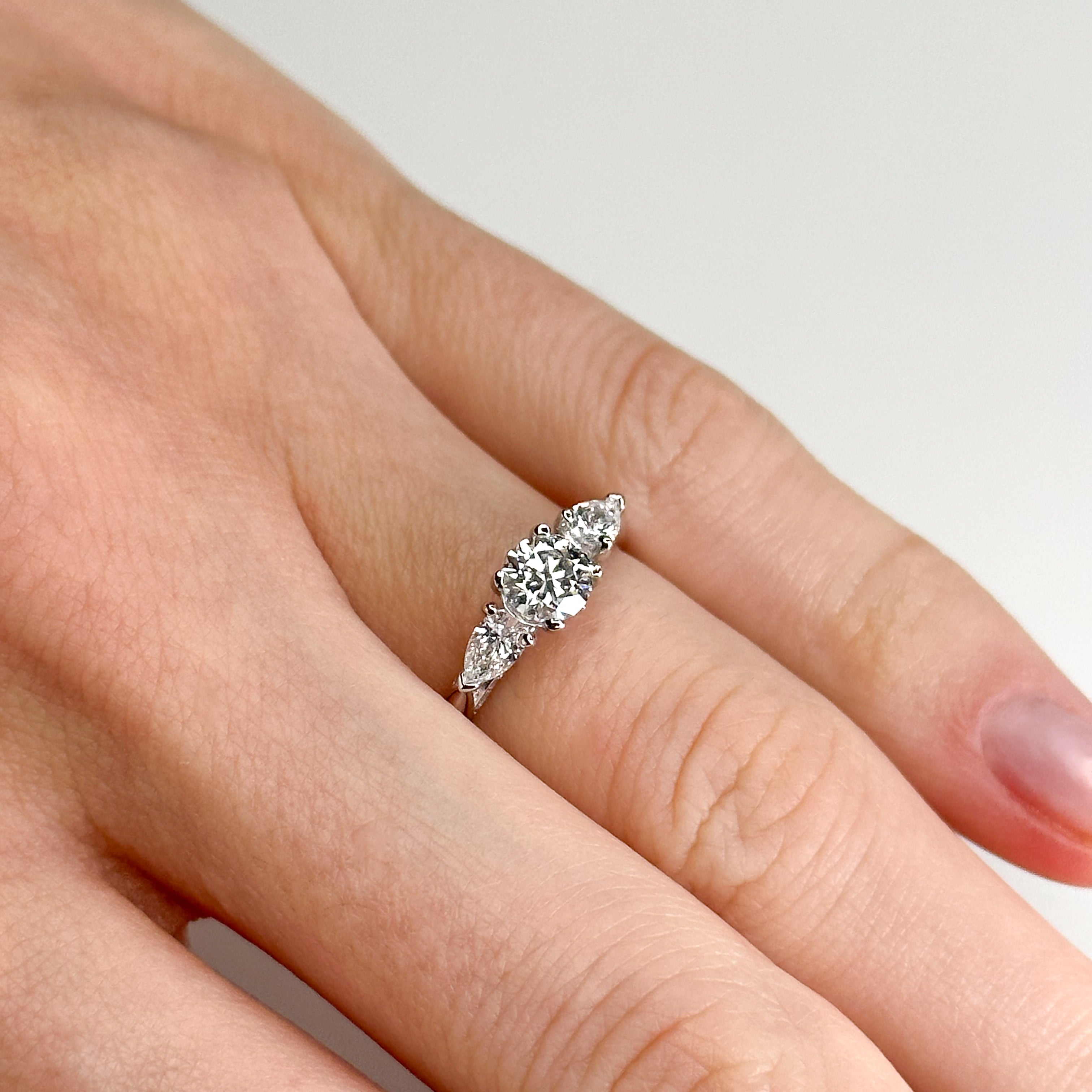 Diamond Trilogy Ring with 0.50ct Round Cut Centre Stone