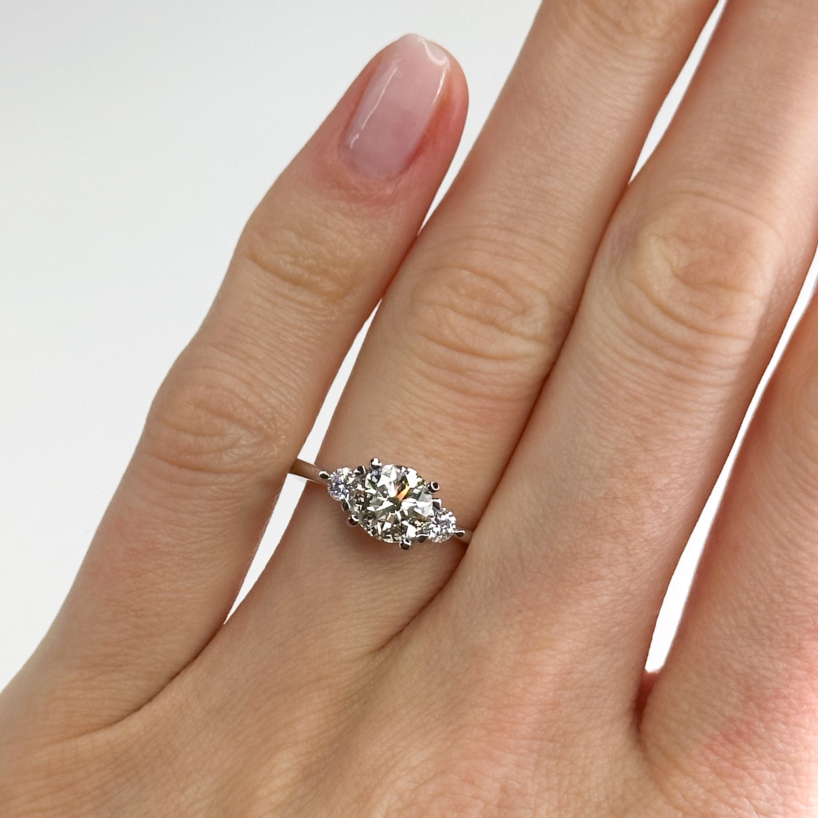 Diamond Trilogy Ring with 1.19ct Round Centre Stone