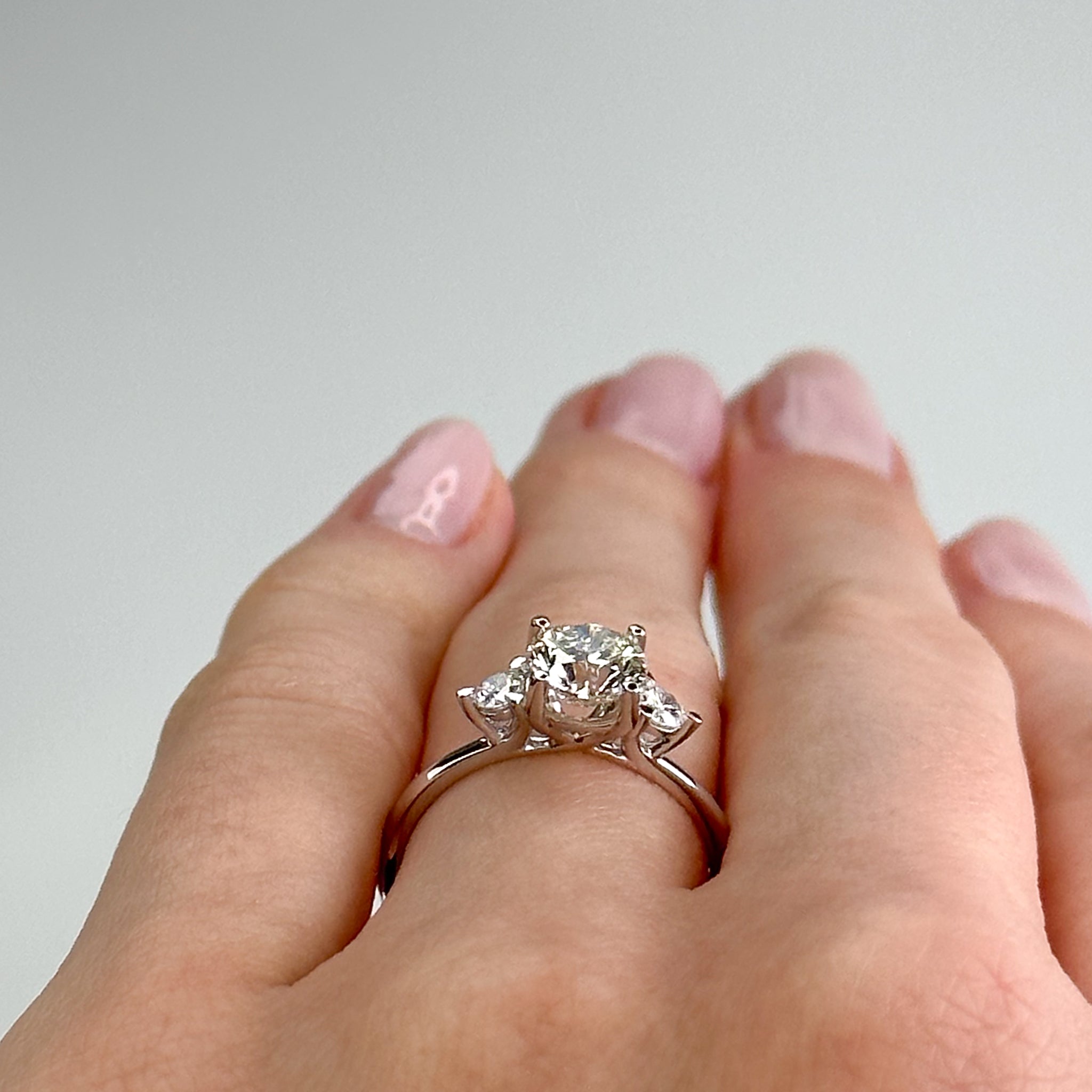 Diamond Trilogy Ring with 1.19ct Round Centre Stone