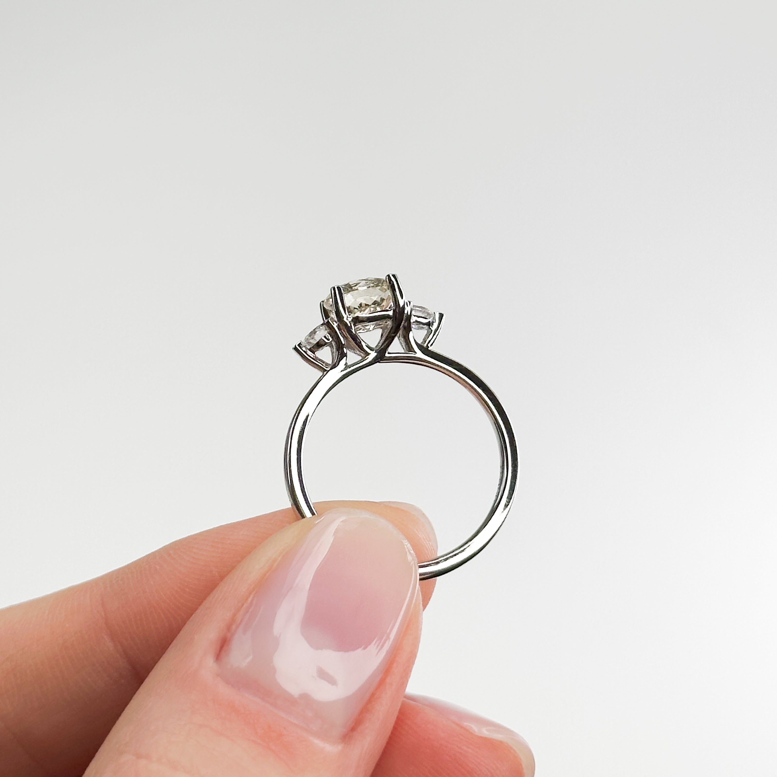 Diamond Trilogy Ring with 1.19ct Round Centre Stone