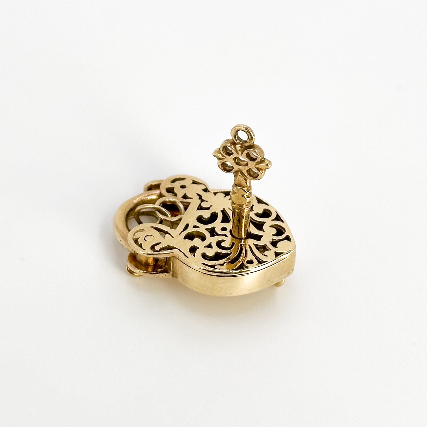Lock & Key Charm in Yellow Gold