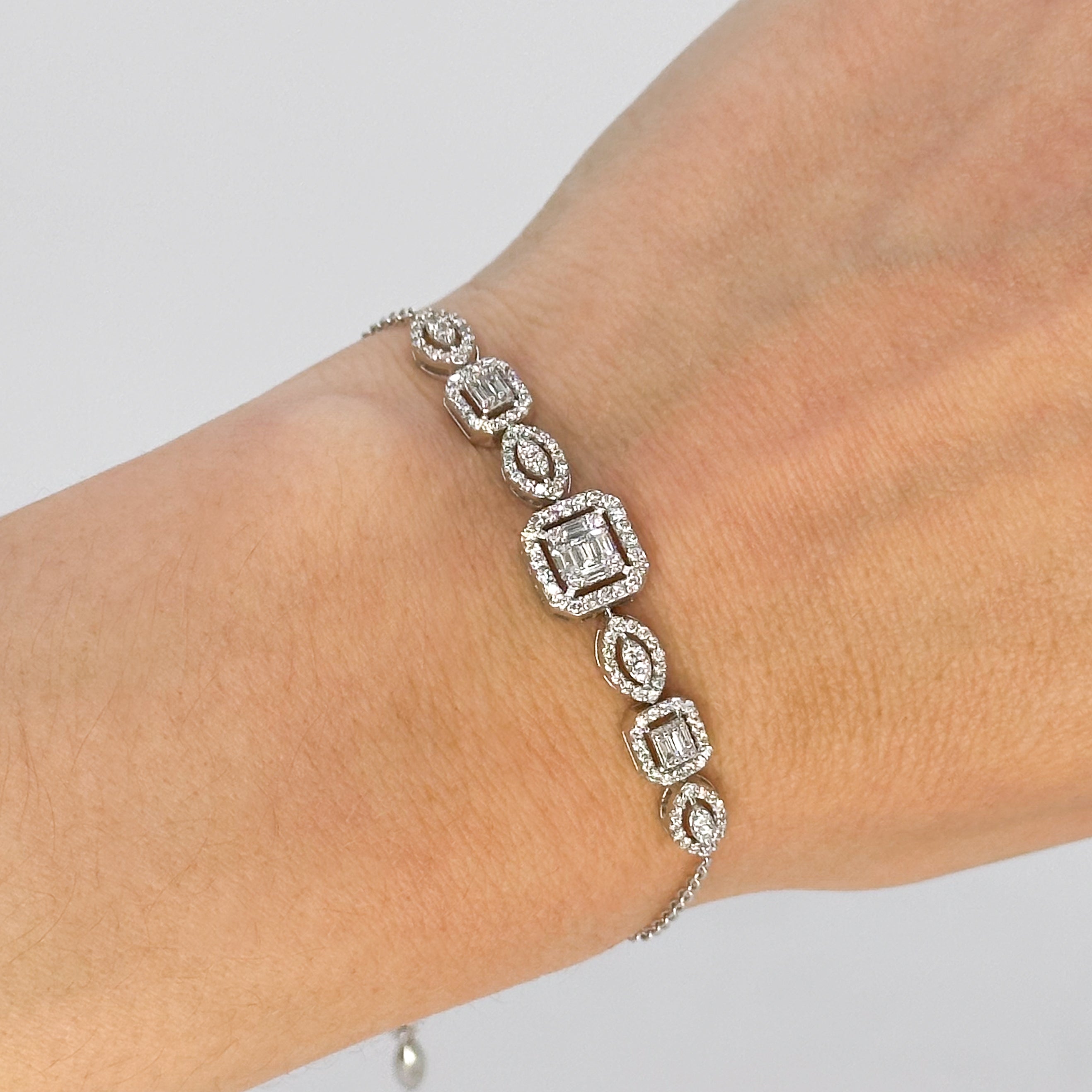 Adjustable Diamond Cluster Bracelet