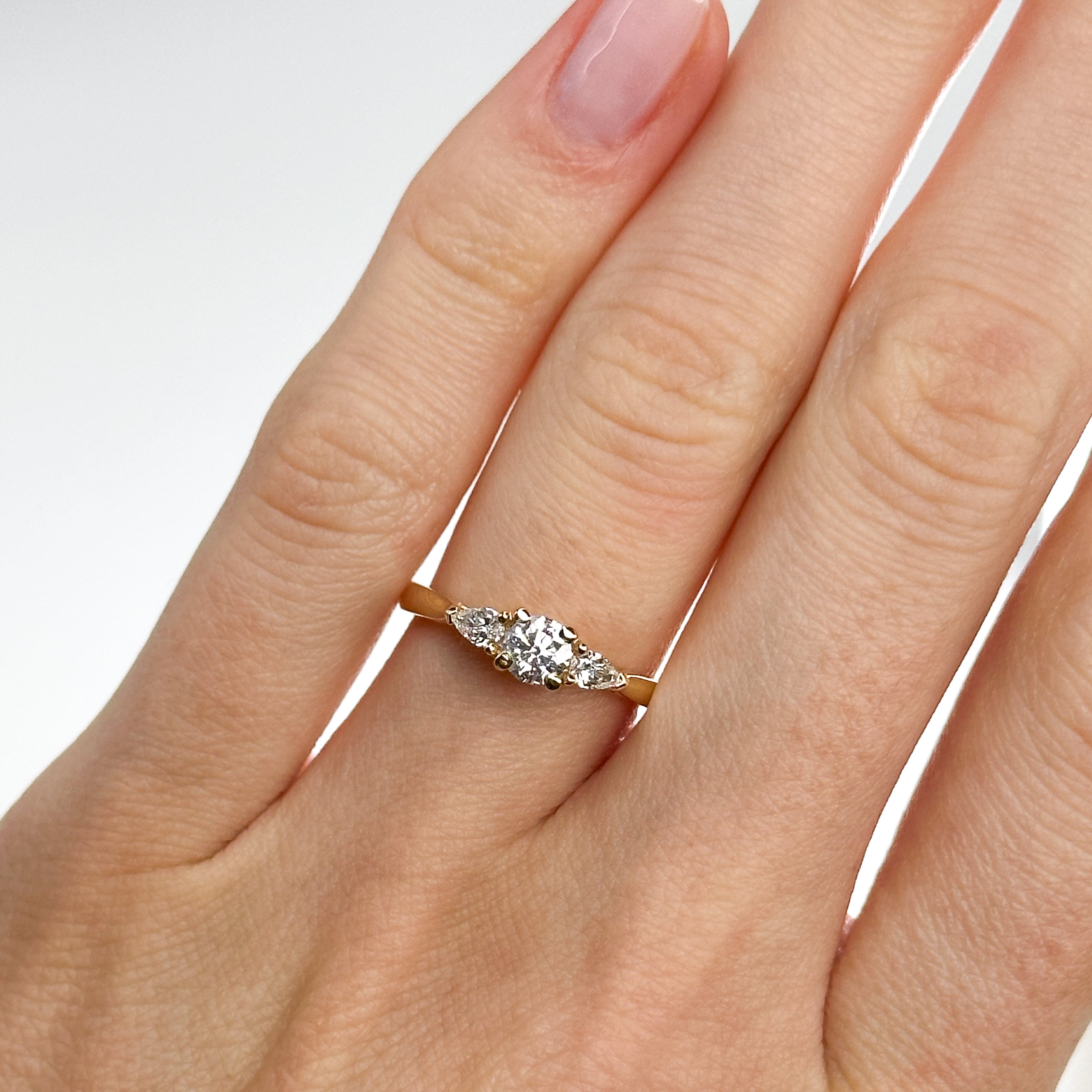 Diamond Trilogy ring with 0.34ct Round Cut Centre Diamond