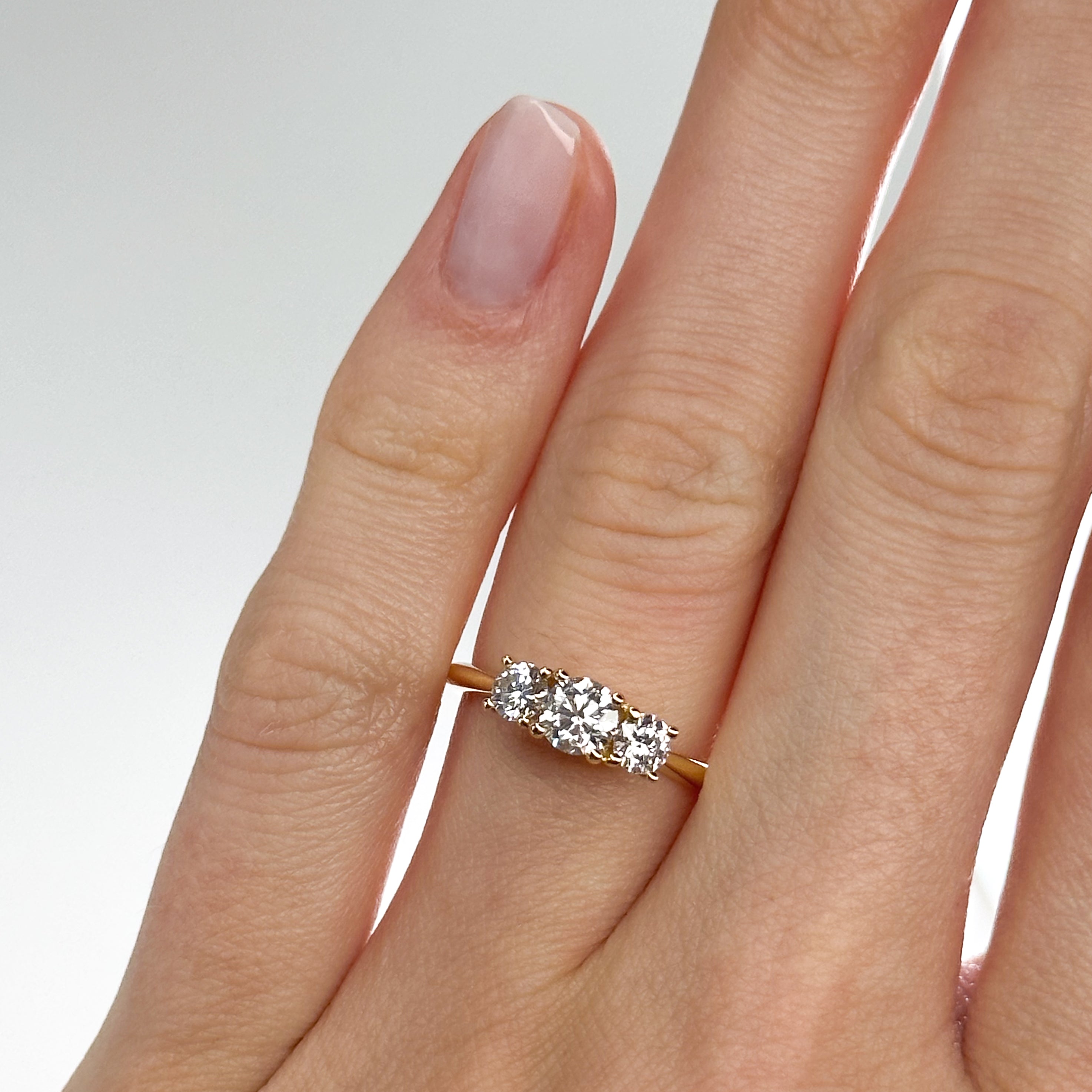 Diamond Trilogy Ring with 0.40ct Round Centre Stone