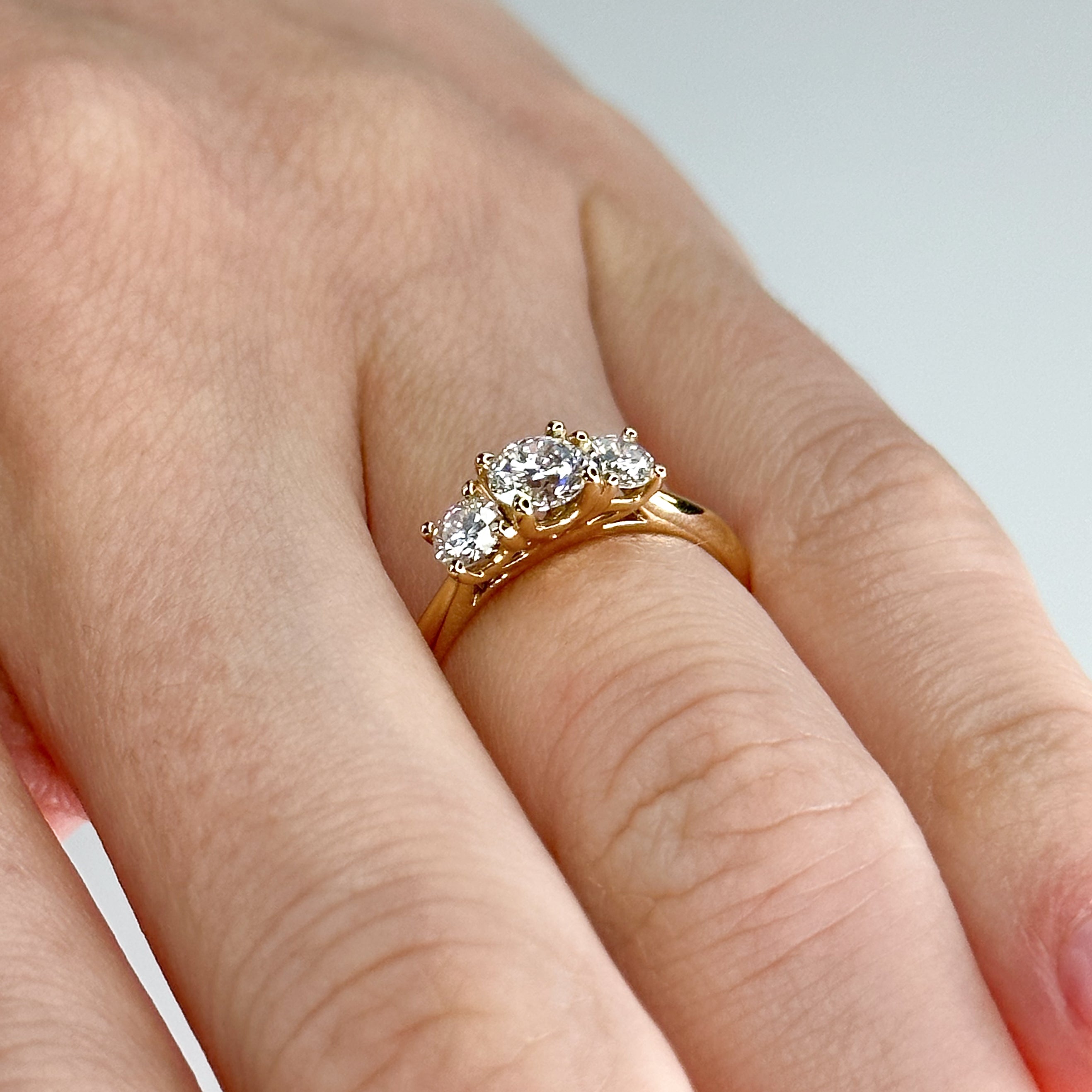 Diamond Trilogy Ring with 0.40ct Round Centre Stone