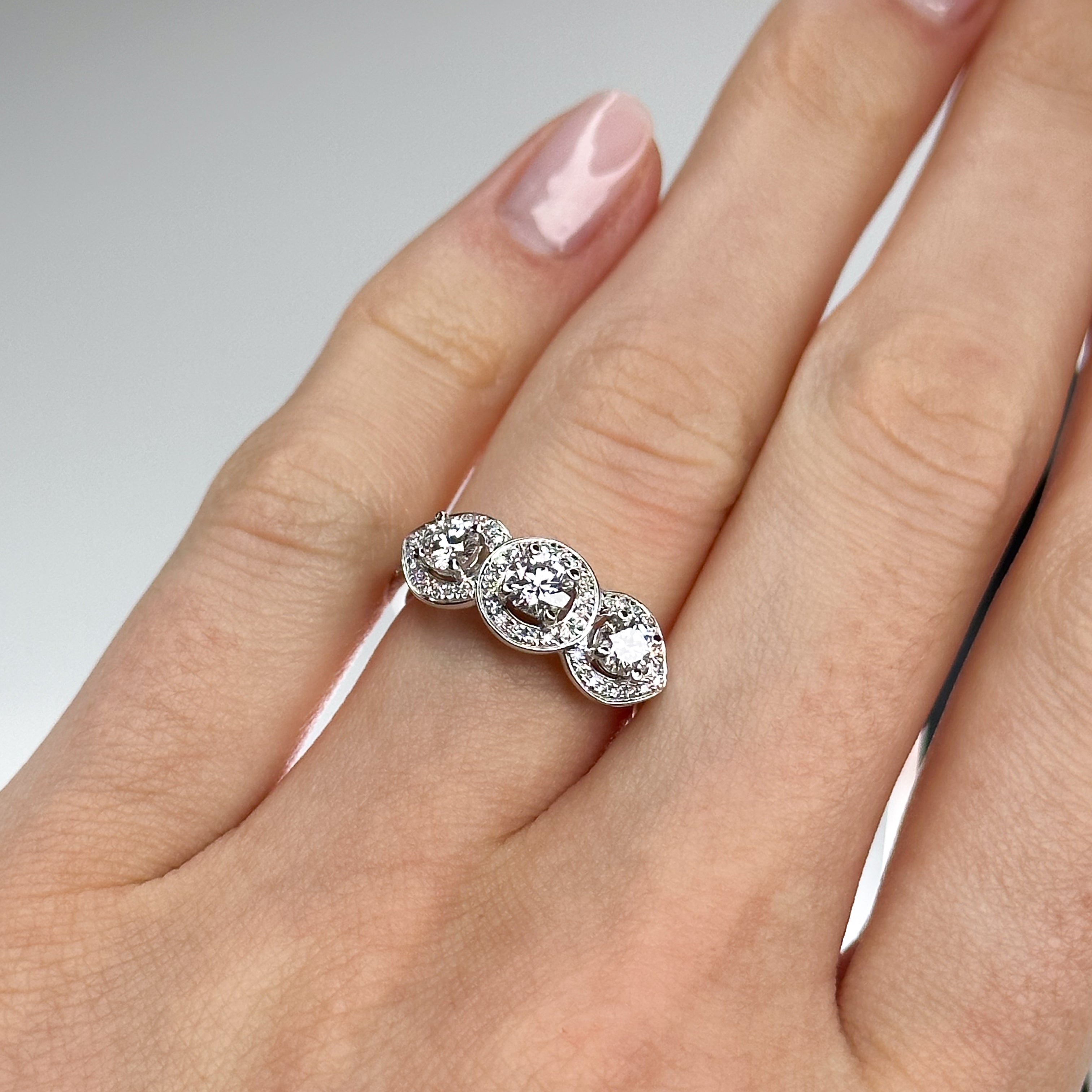 Diamond Trilogy Ring with 0.68ct Centre Stone