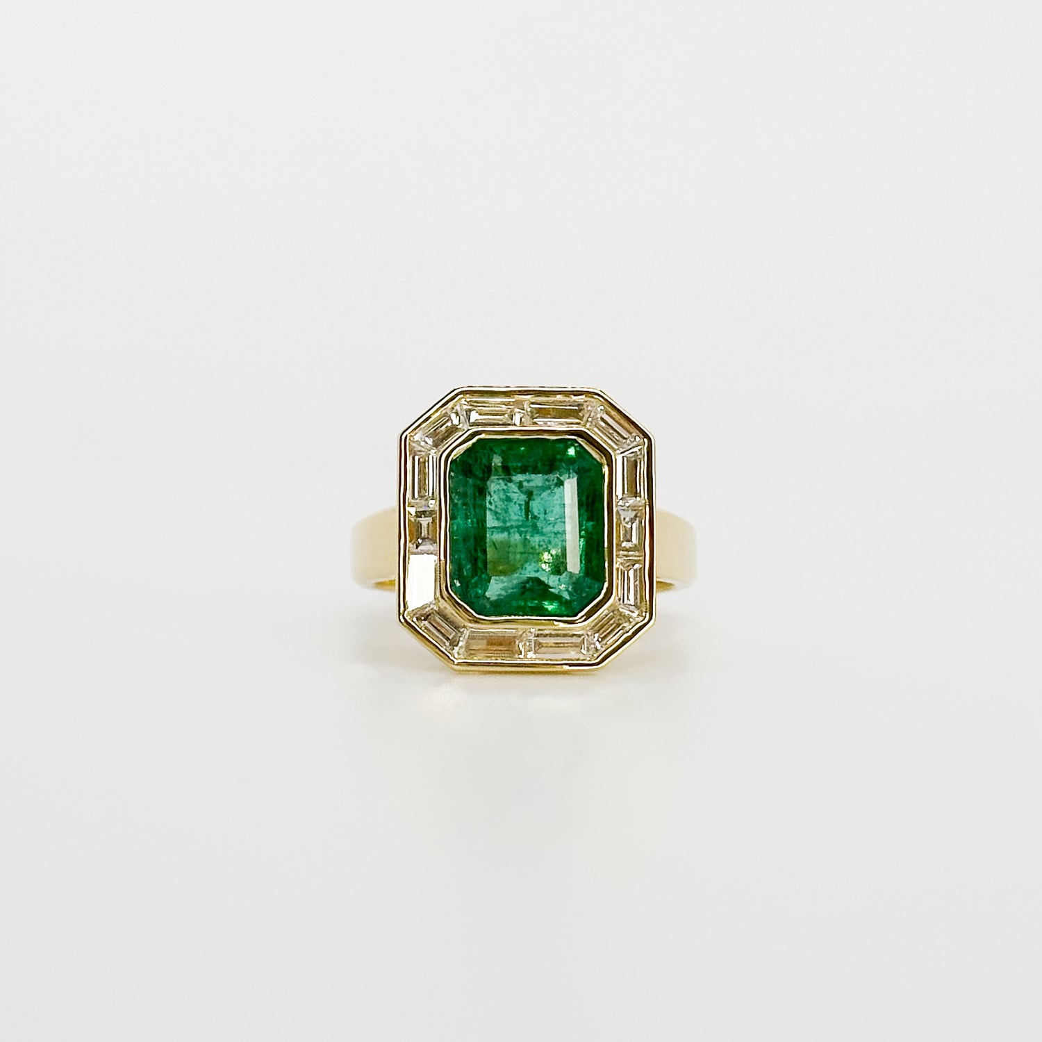 Octagon Cut Zambian Emerald Ring