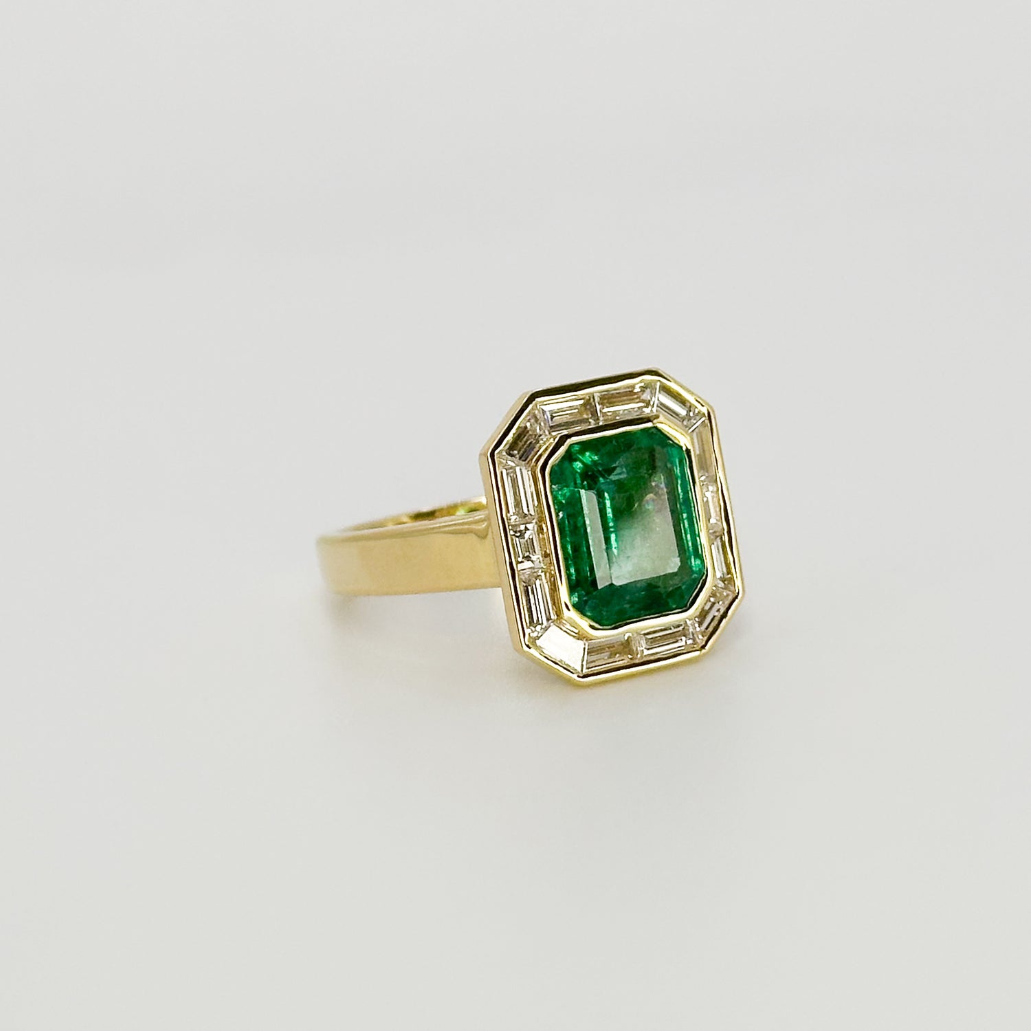 Octagon Cut Zambian Emerald Ring