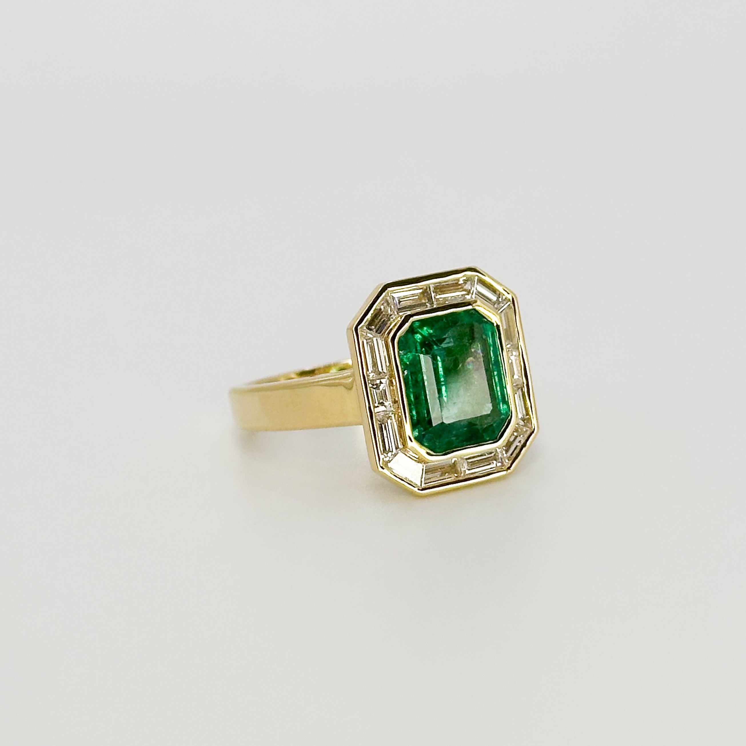Octagon Cut Zambian Emerald Ring