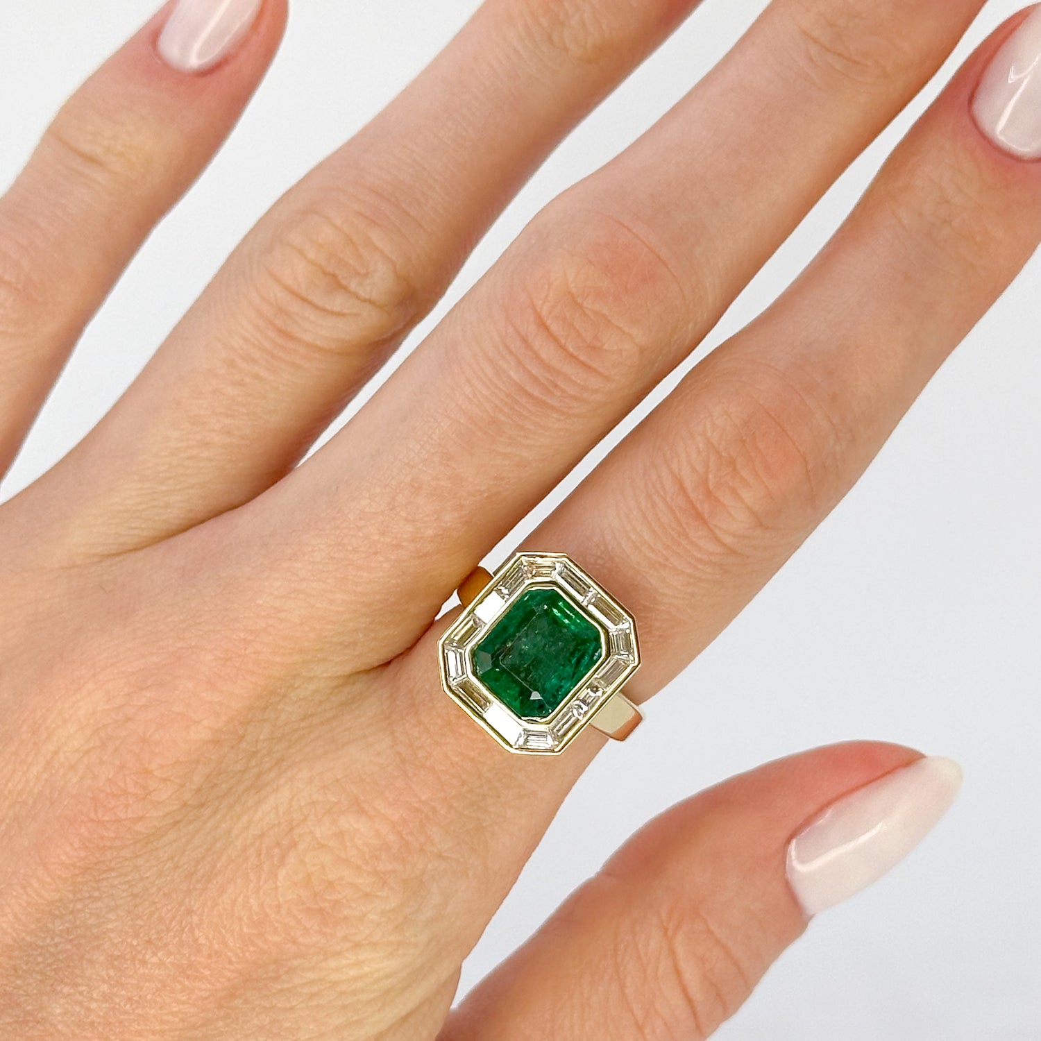 Octagon Cut Zambian Emerald Ring