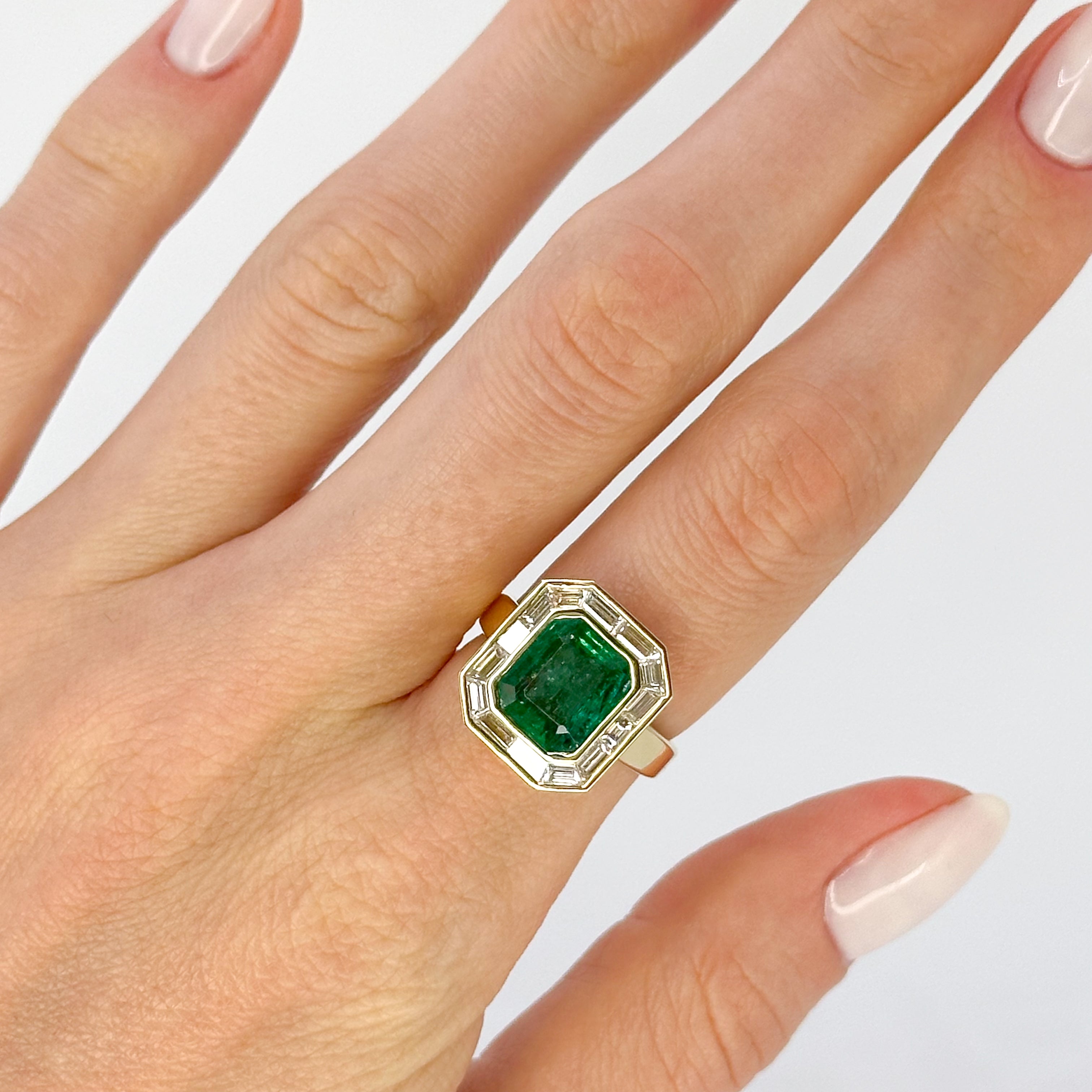 Octagon Cut Zambian Emerald Ring