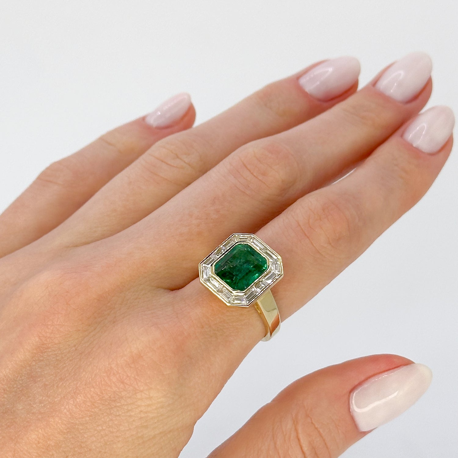 Octagon Cut Zambian Emerald Ring