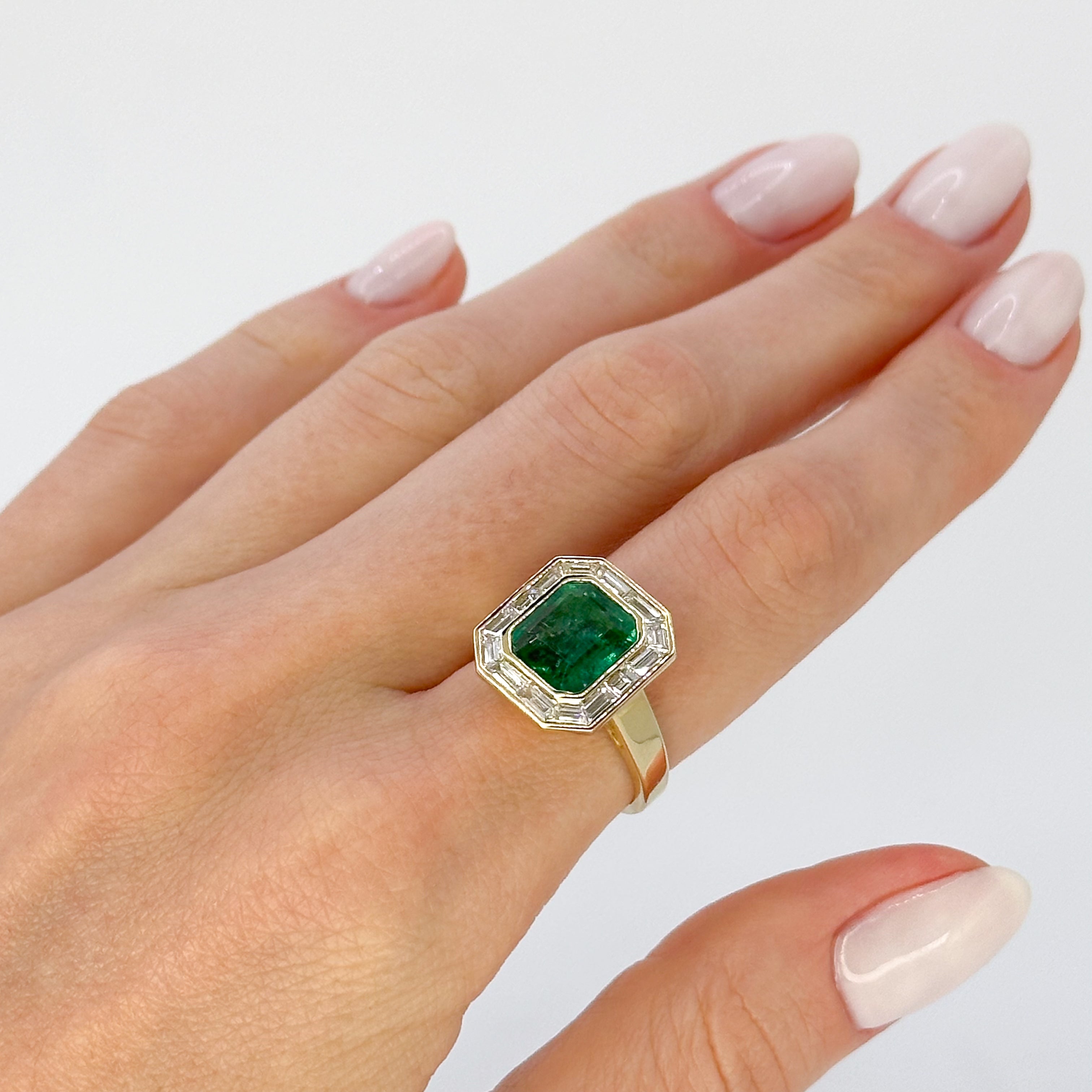 Octagon Cut Zambian Emerald Ring