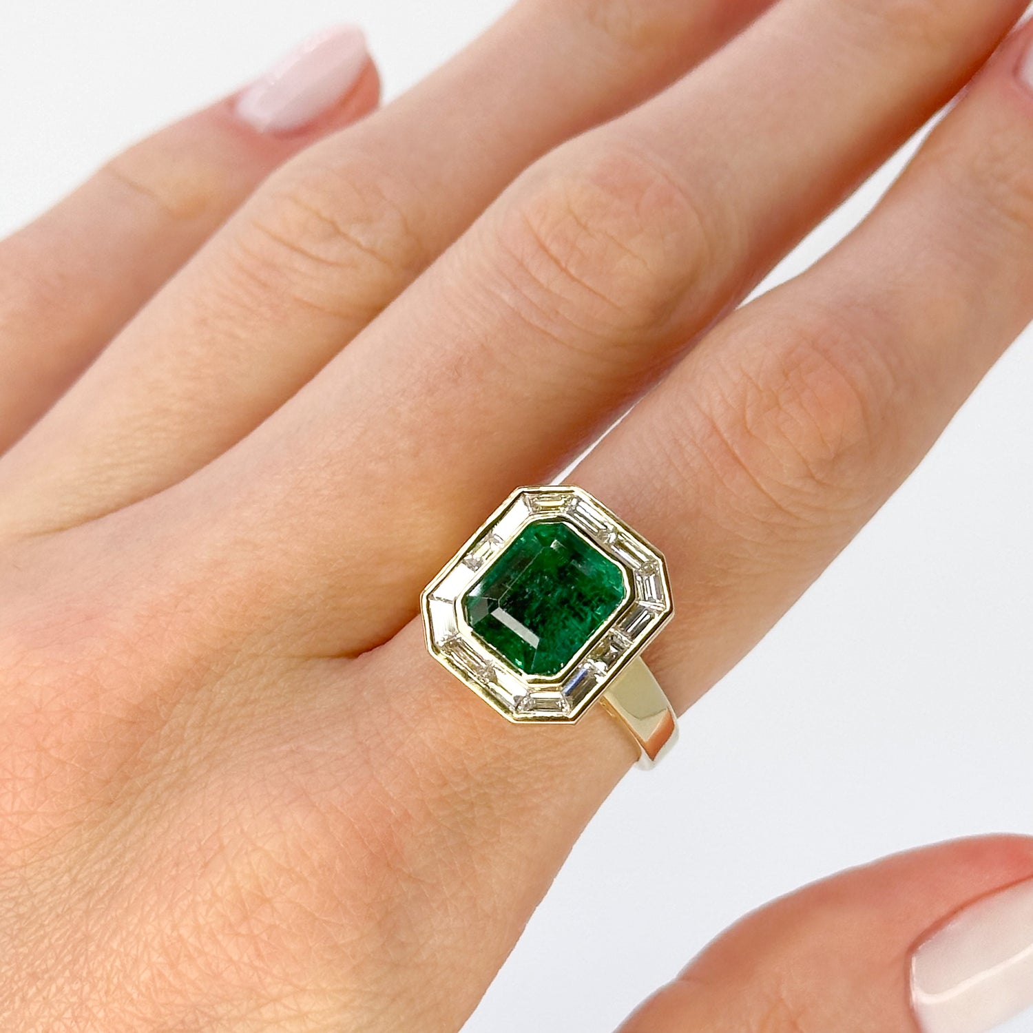 Octagon Cut Zambian Emerald Ring