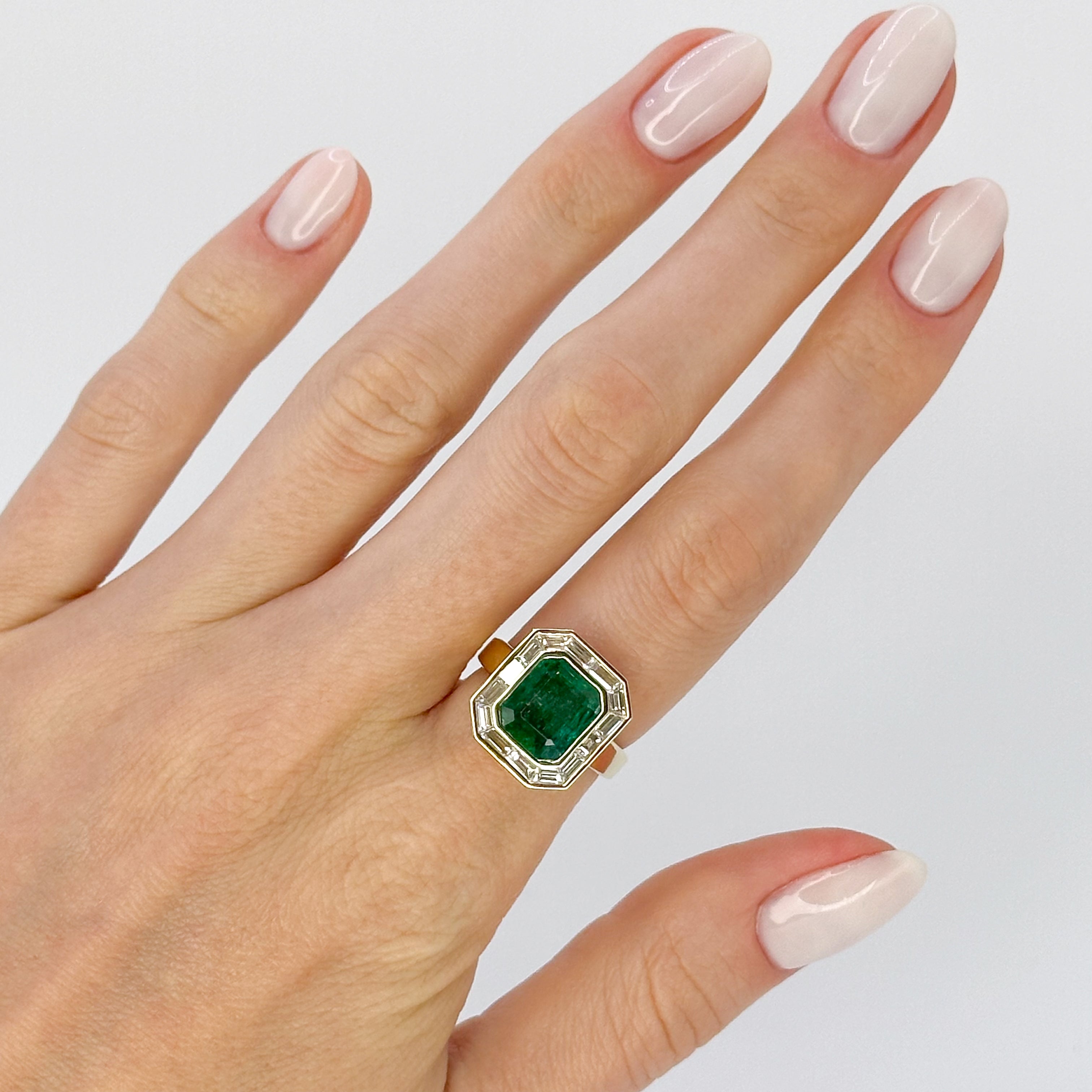 Octagon Cut Zambian Emerald Ring