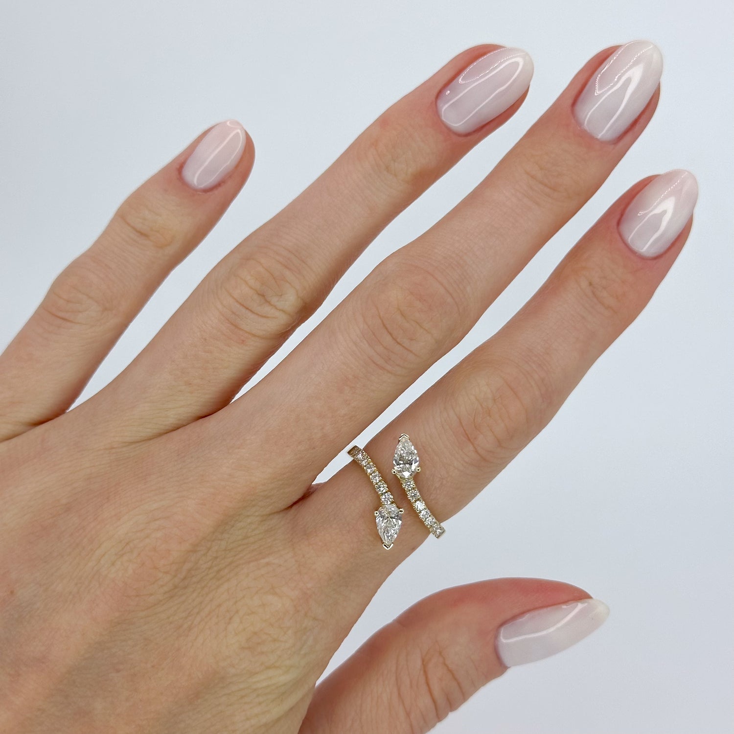 Pear Diamond Snake Style Ring