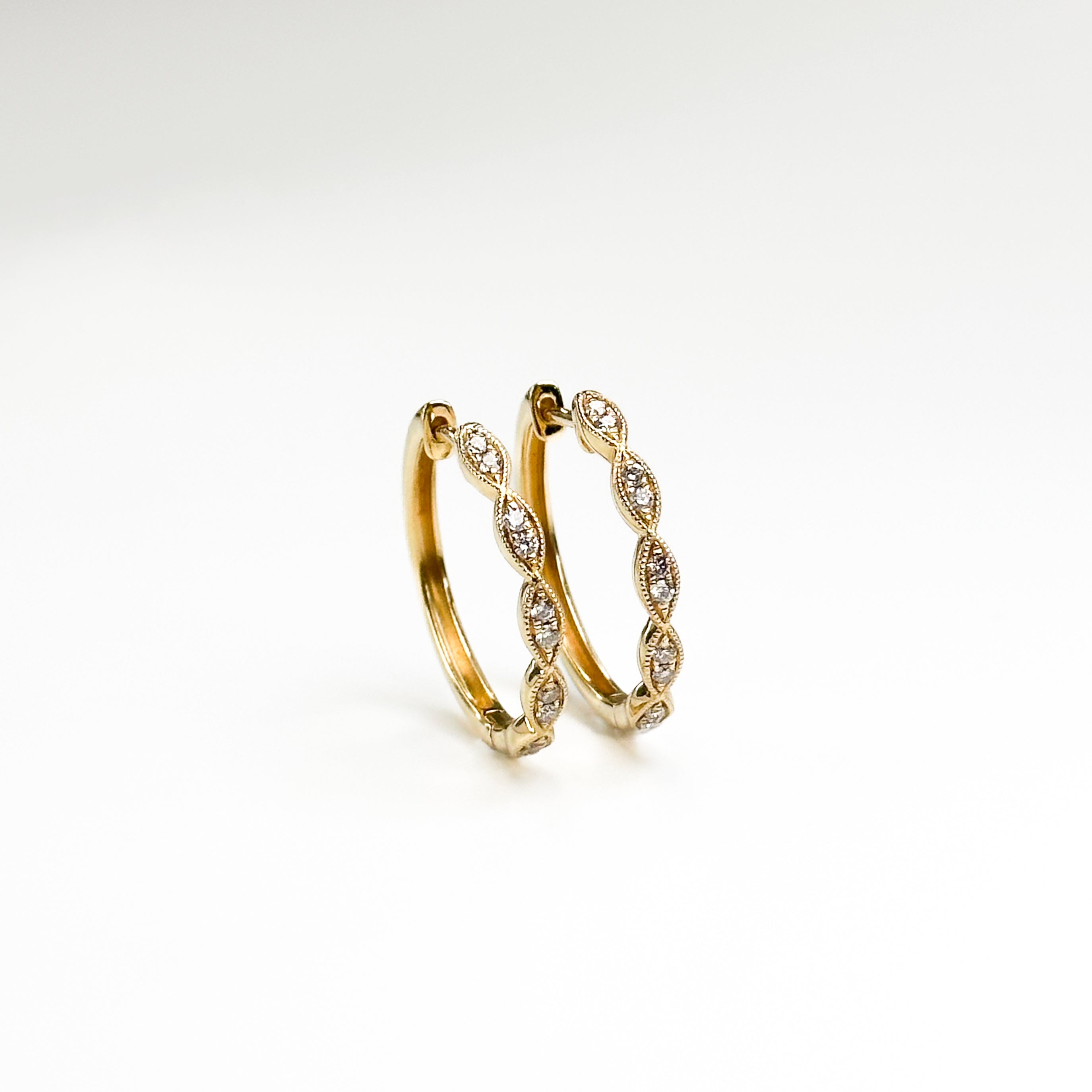 Yellow Gold Hoop Earrings with Diamonds