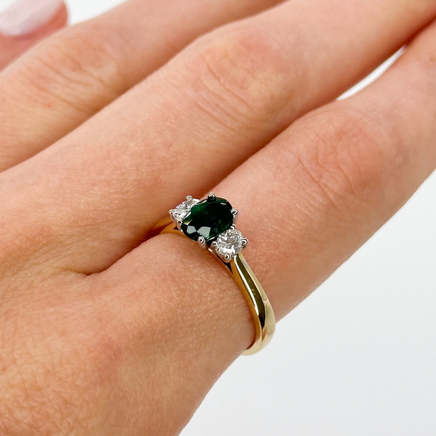 Emerald and Diamond Trilogy Ring