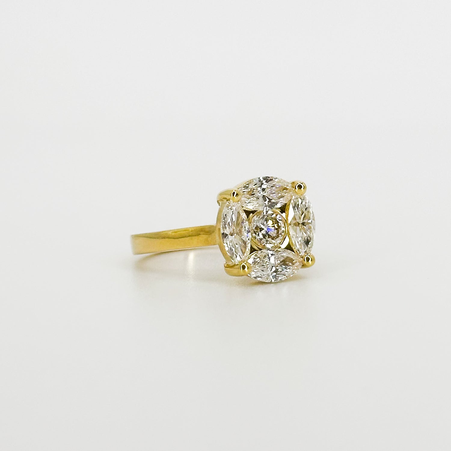 Diamond Cluster Ring in Yellow Gold