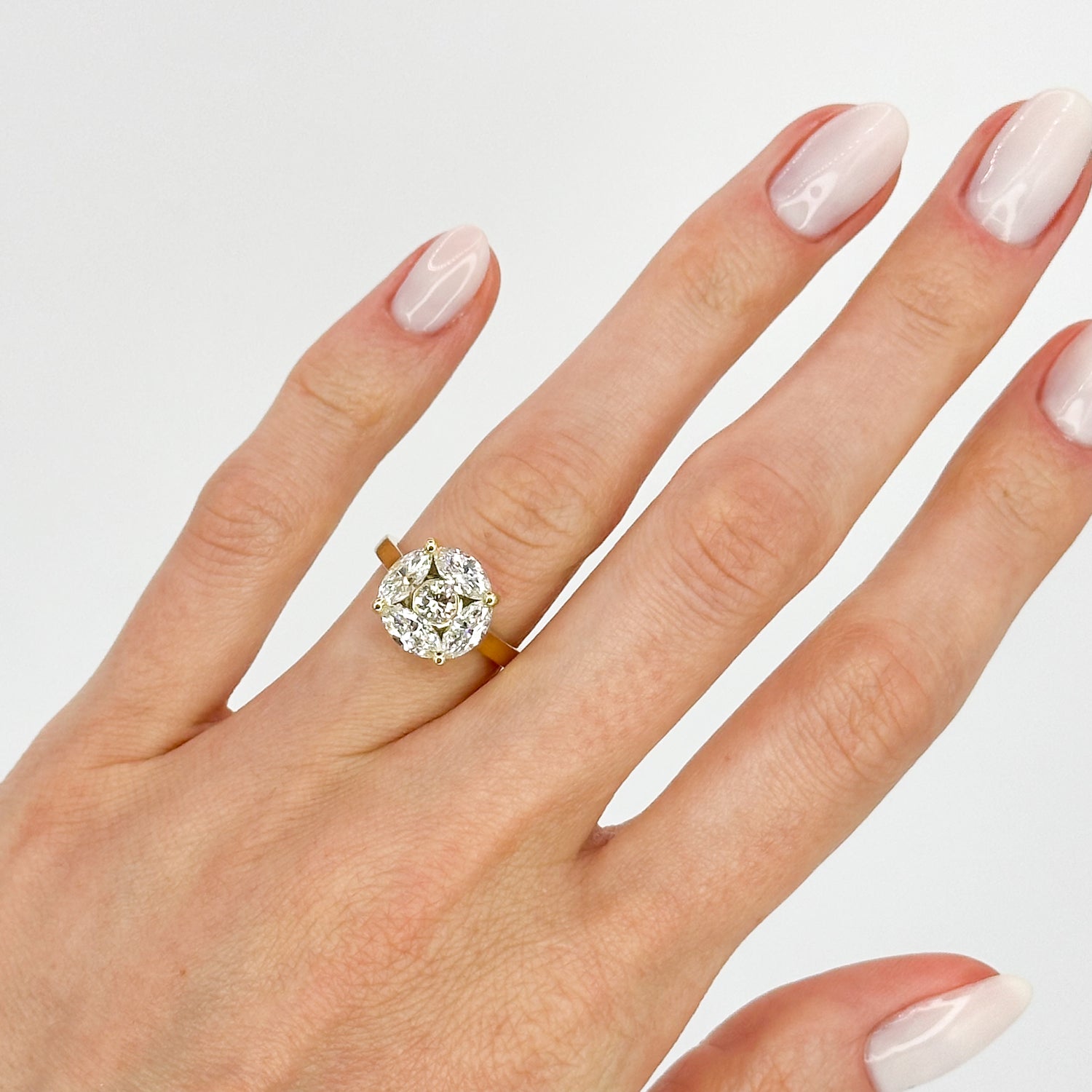 Diamond Cluster Ring in Yellow Gold