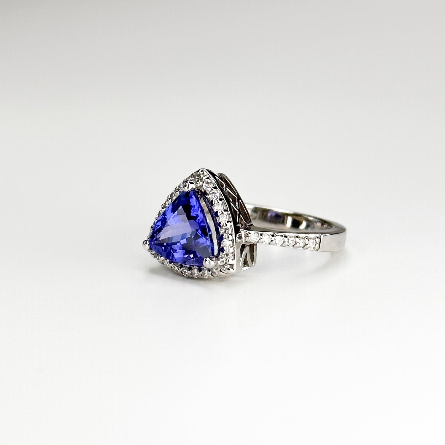 2.46ct Trillion Shape Tanzanite and Diamonds Ring