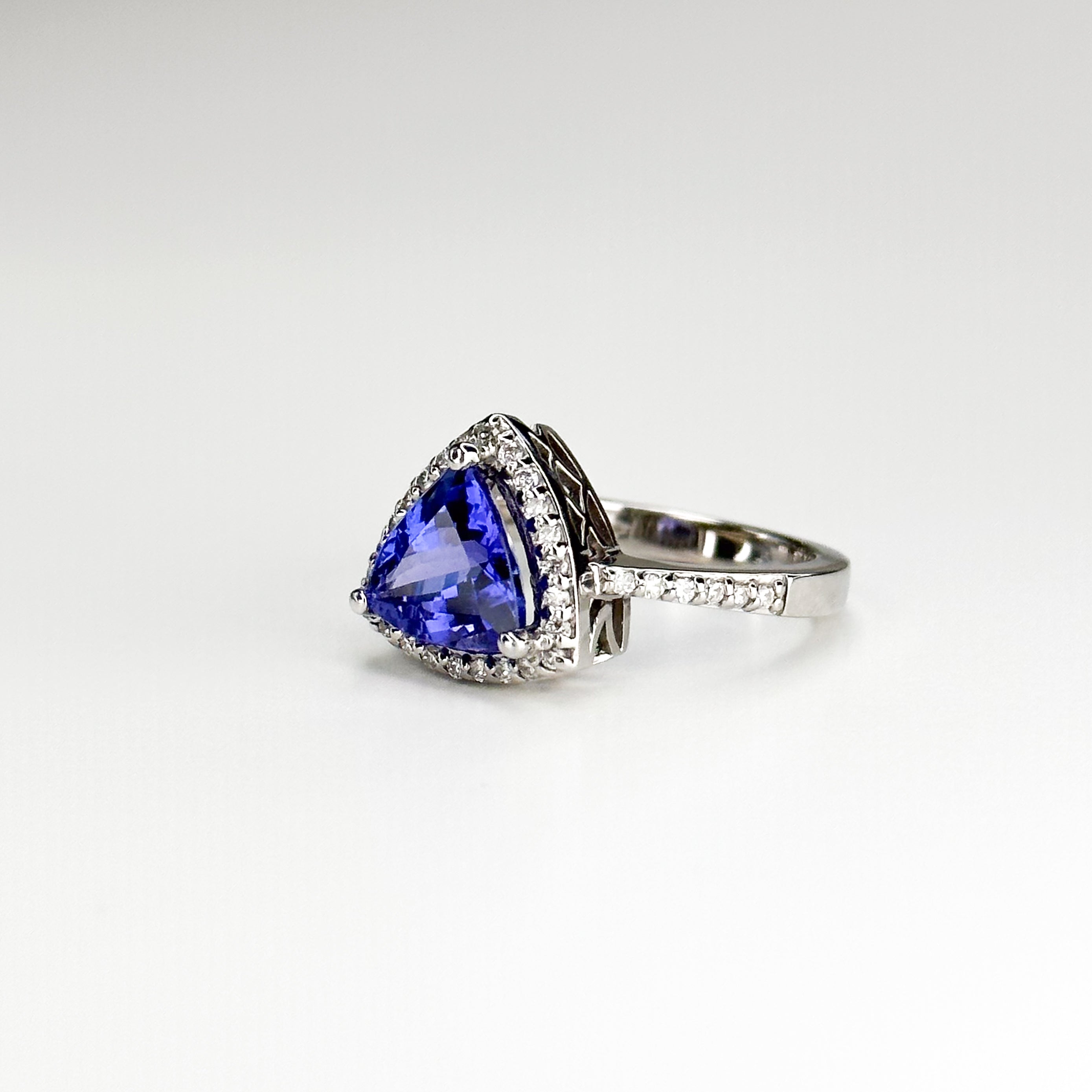 2.46ct Trillion Shape Tanzanite and Diamonds Ring