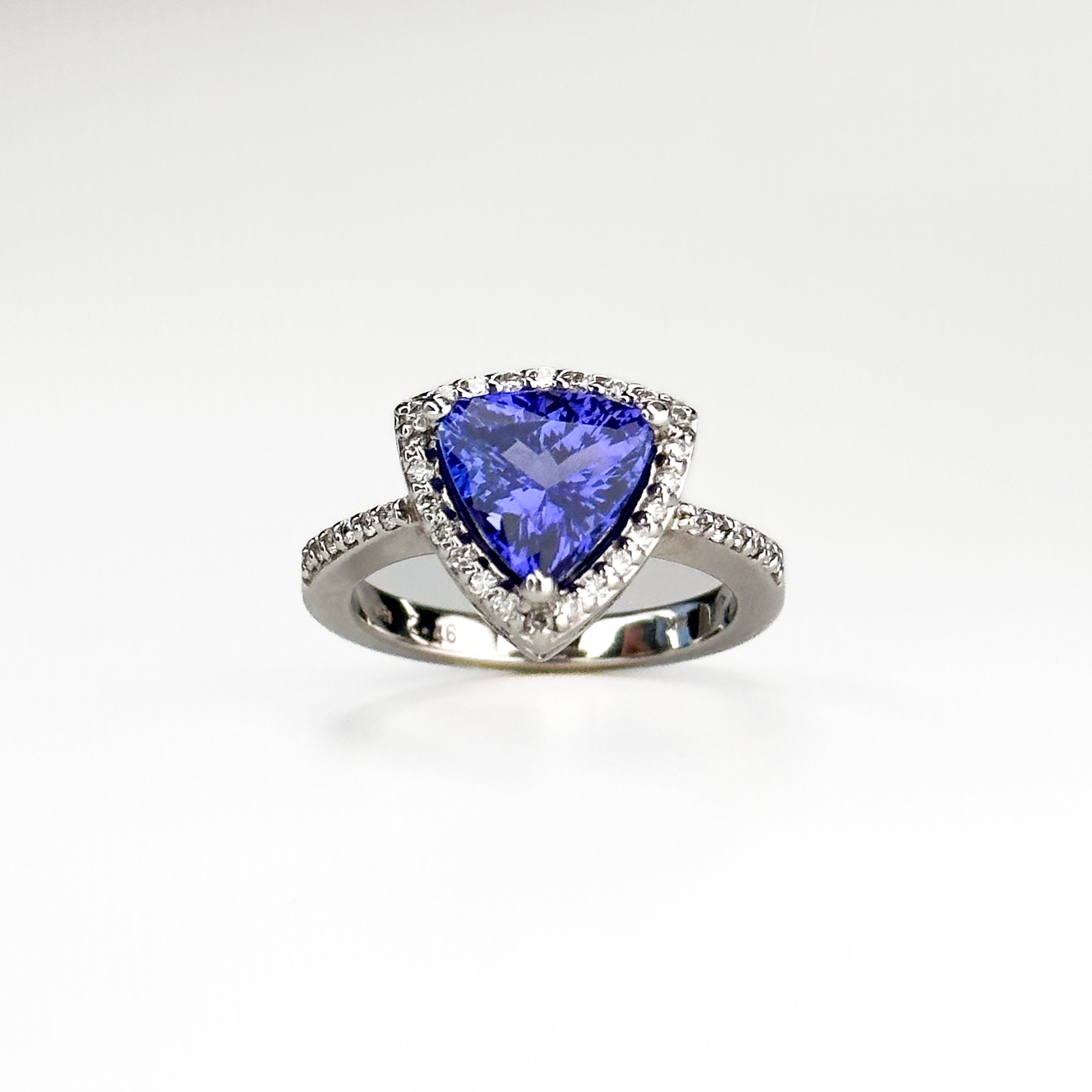 2.46ct Trillion Shape Tanzanite and Diamonds Ring