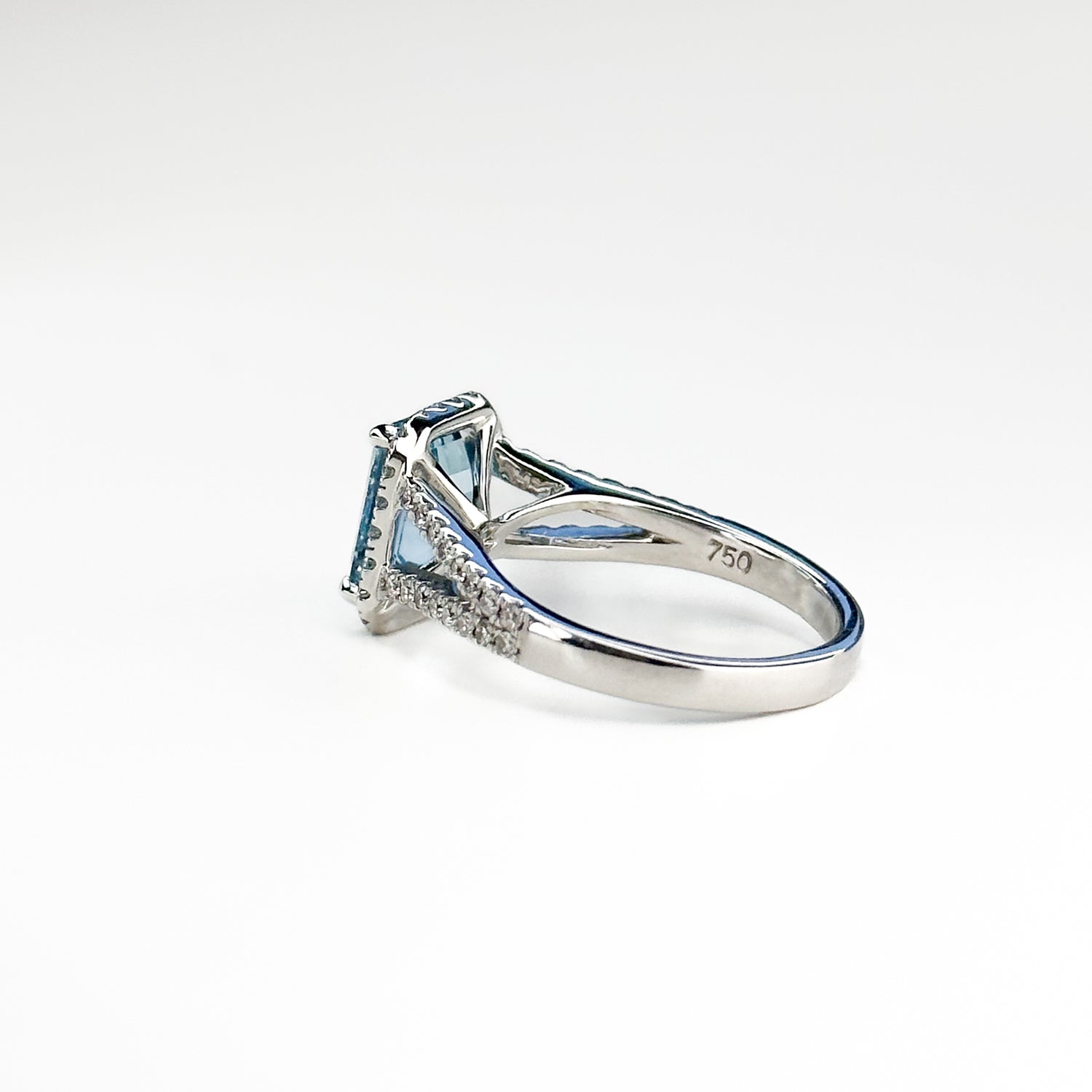1.98ct Emerald Shape Aquamarine Centre Stone Set in Gold
