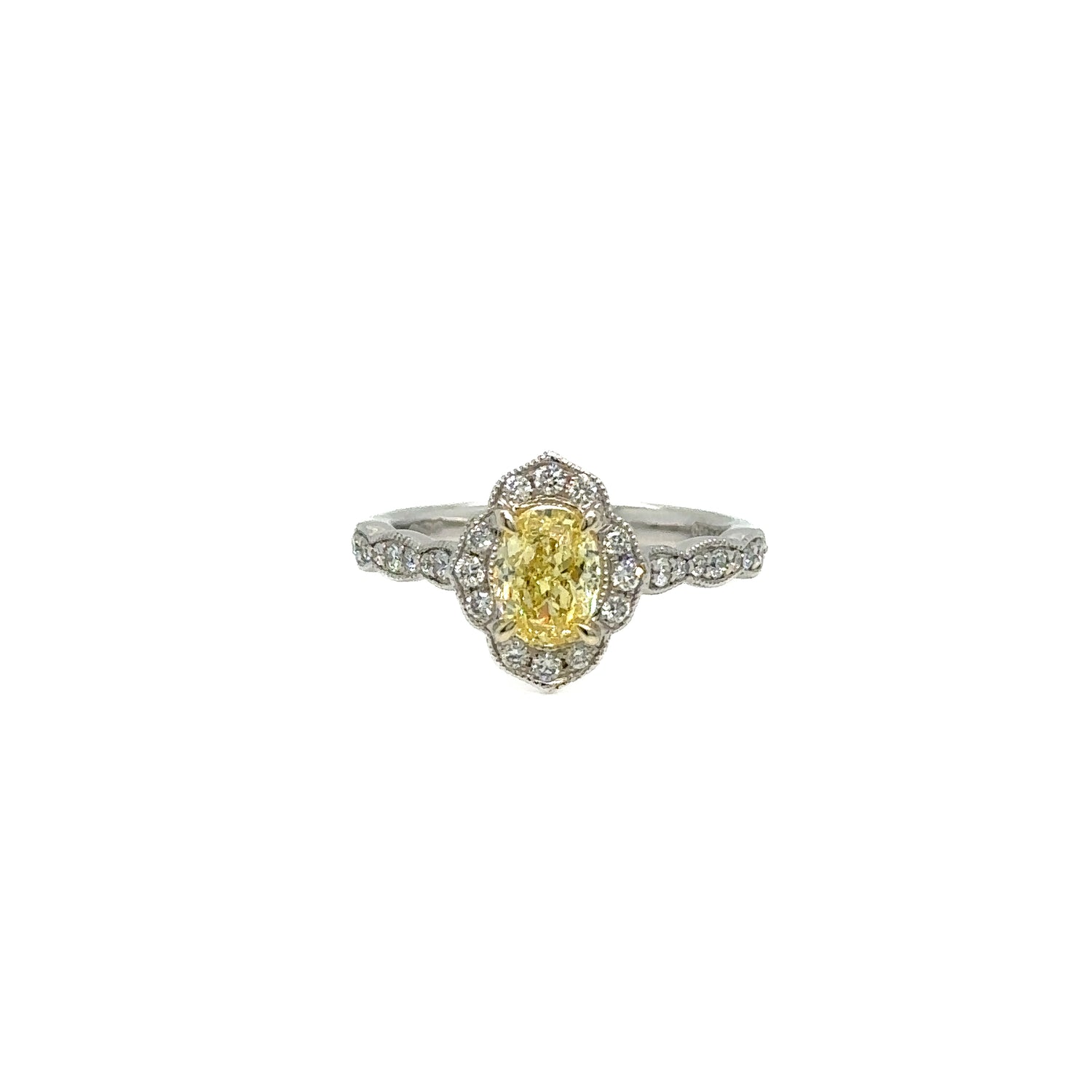0.91ct Oval Cut Yellow Diamond Ring