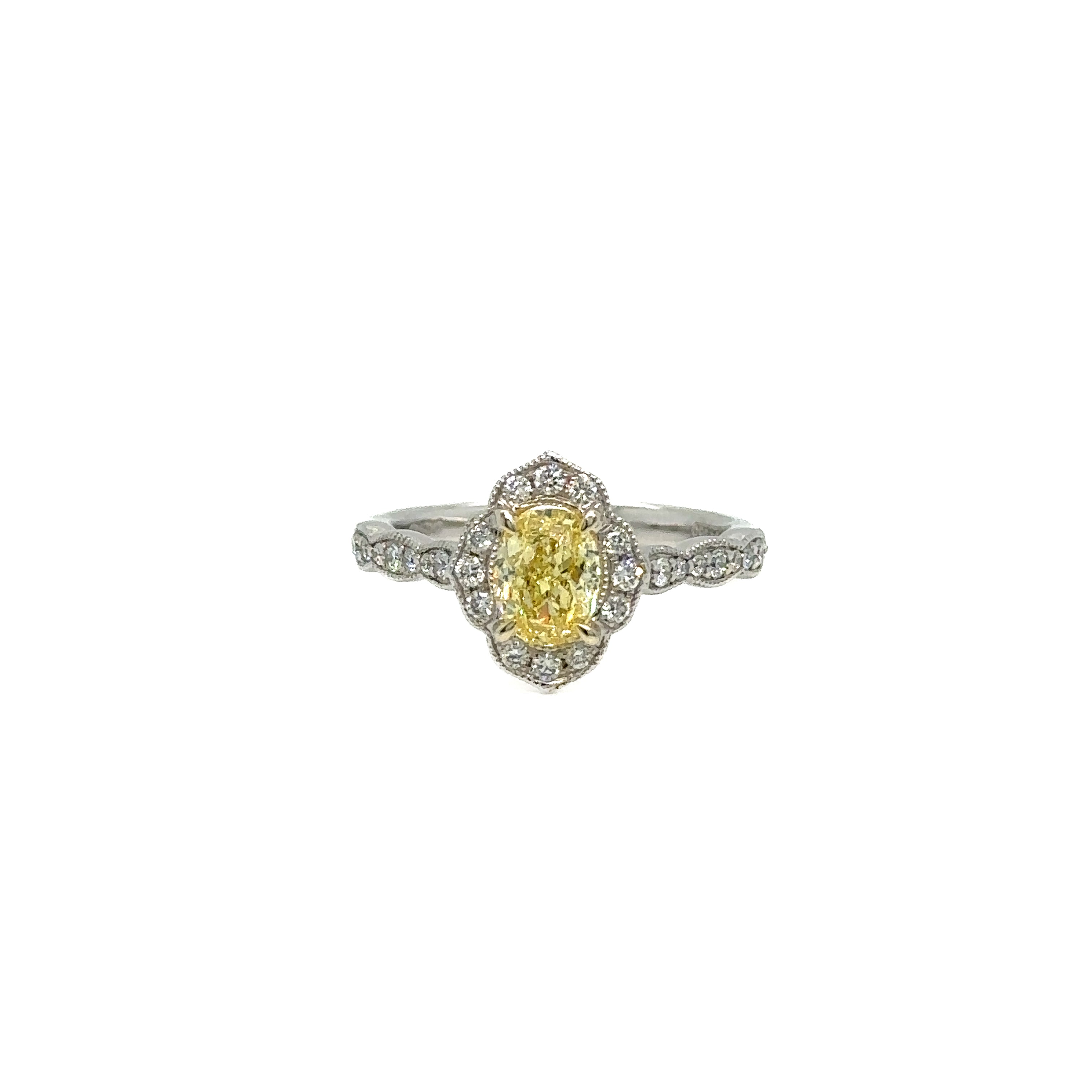 0.91ct Oval Cut Yellow Diamond Ring