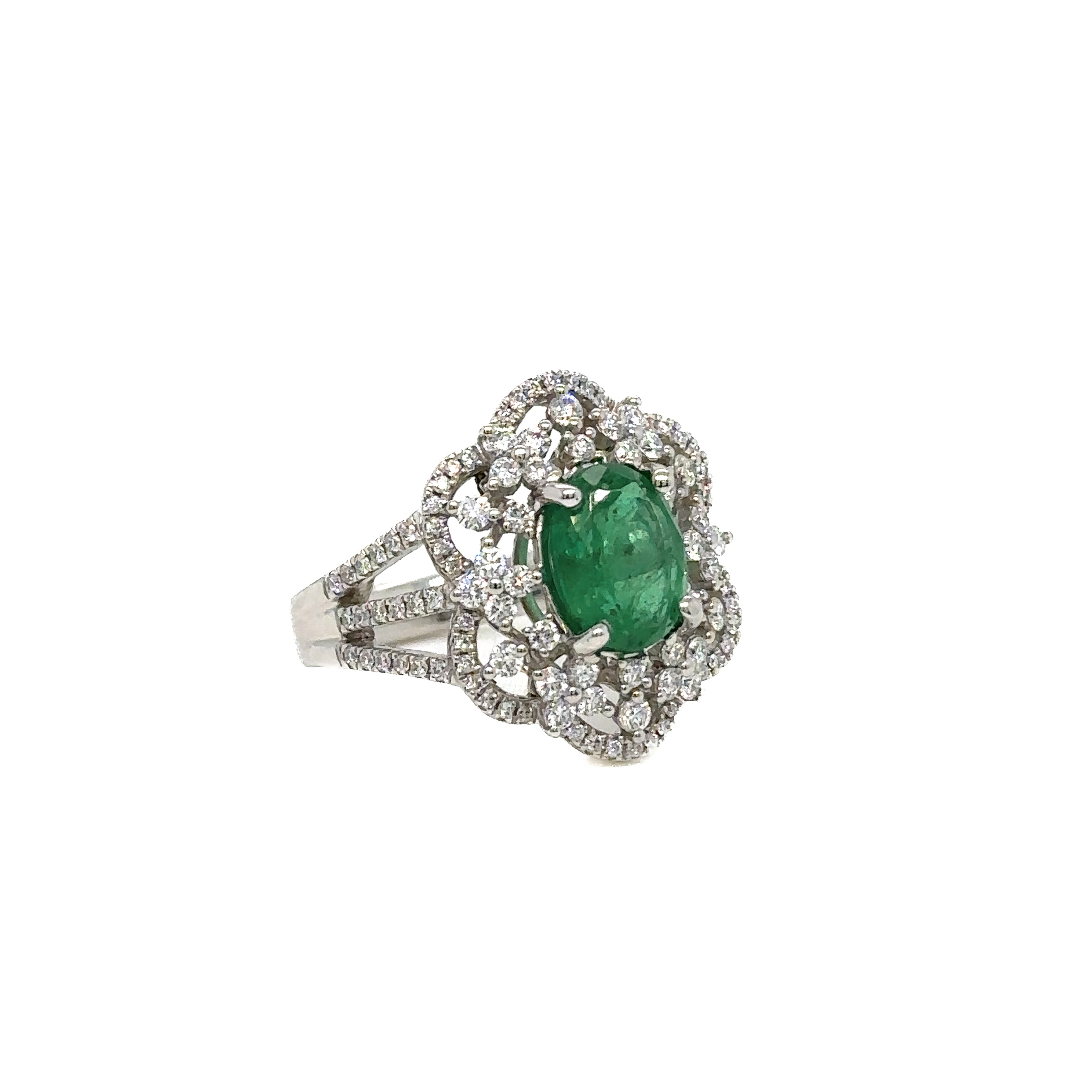 1.98ct Oval Cut Emerald Ring with Diamonds