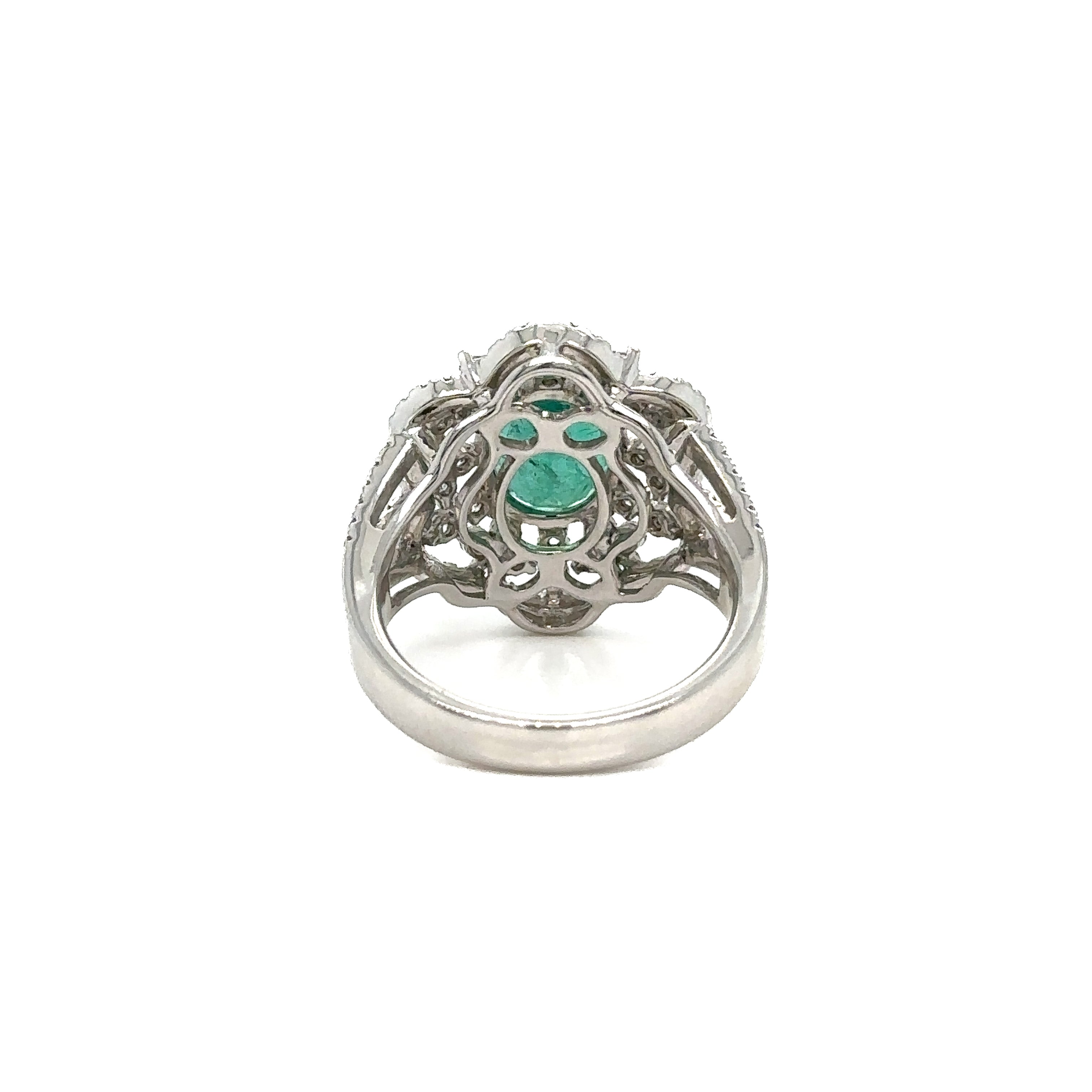 1.98ct Oval Cut Emerald Ring with Diamonds