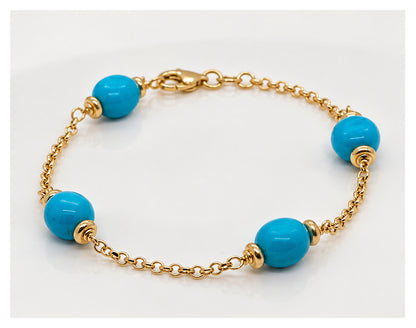 18ct yellow gold turquoise bead bracelet by GASIA