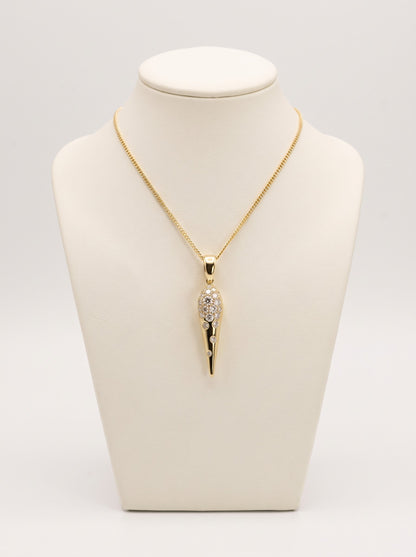 18ct yellow gold diamond tapered pendant on ivory jewellery bust