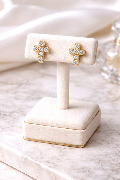 Diamond Cross Earrings