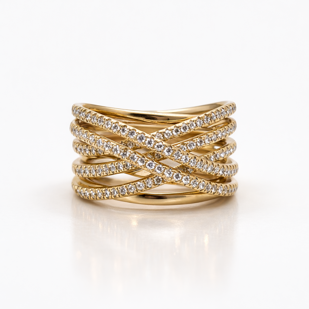 Diamond Wave Crossover Ring
