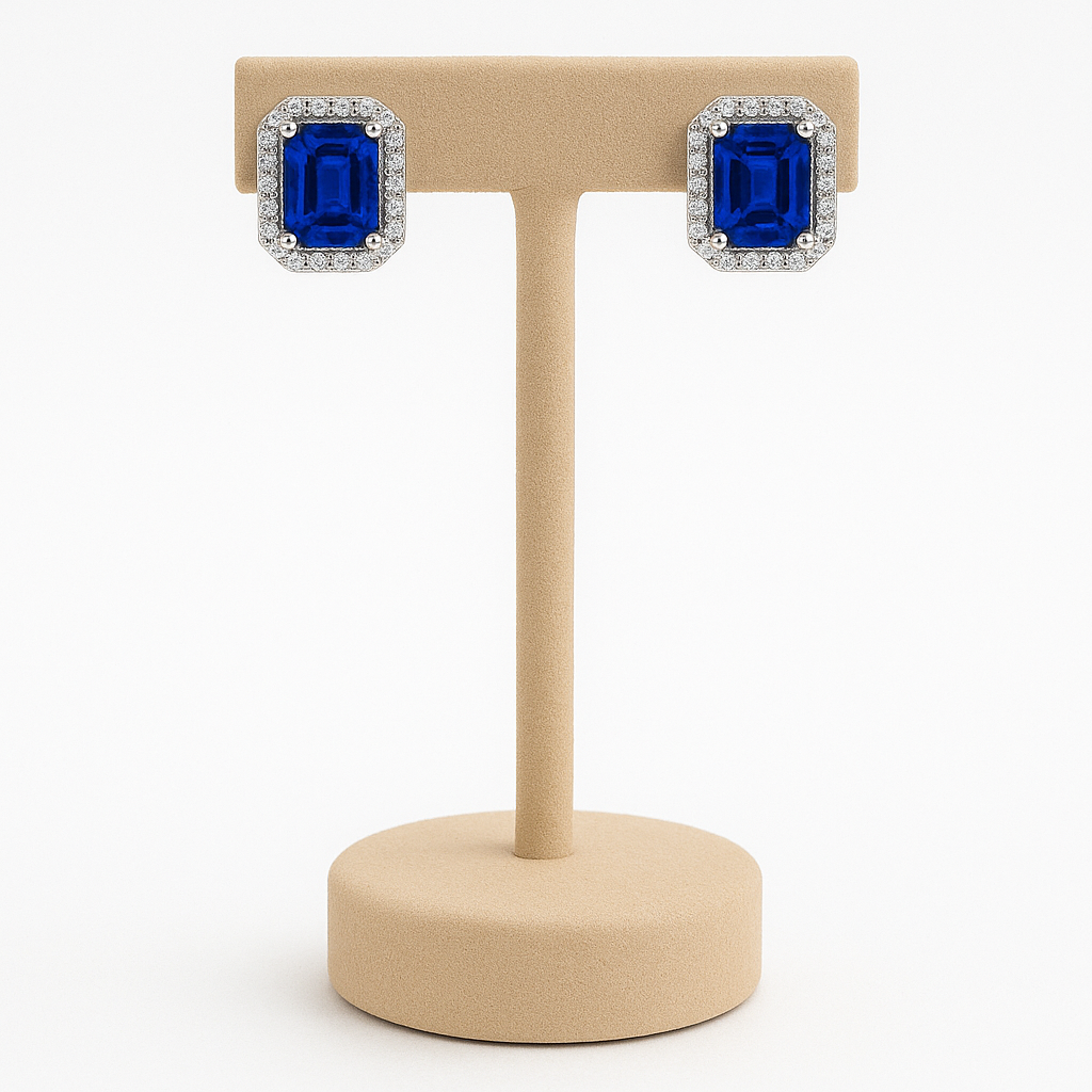 3ct Sapphire &amp; Diamond Studs