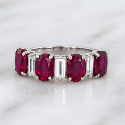 Vintage Ruby and Baguette Diamond Ring