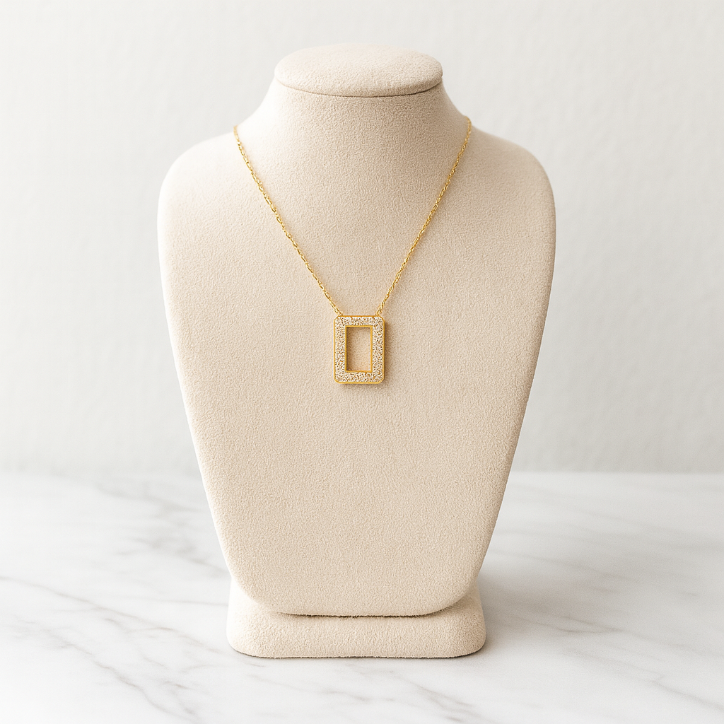 Diamond Pavé Rectangle Pendant