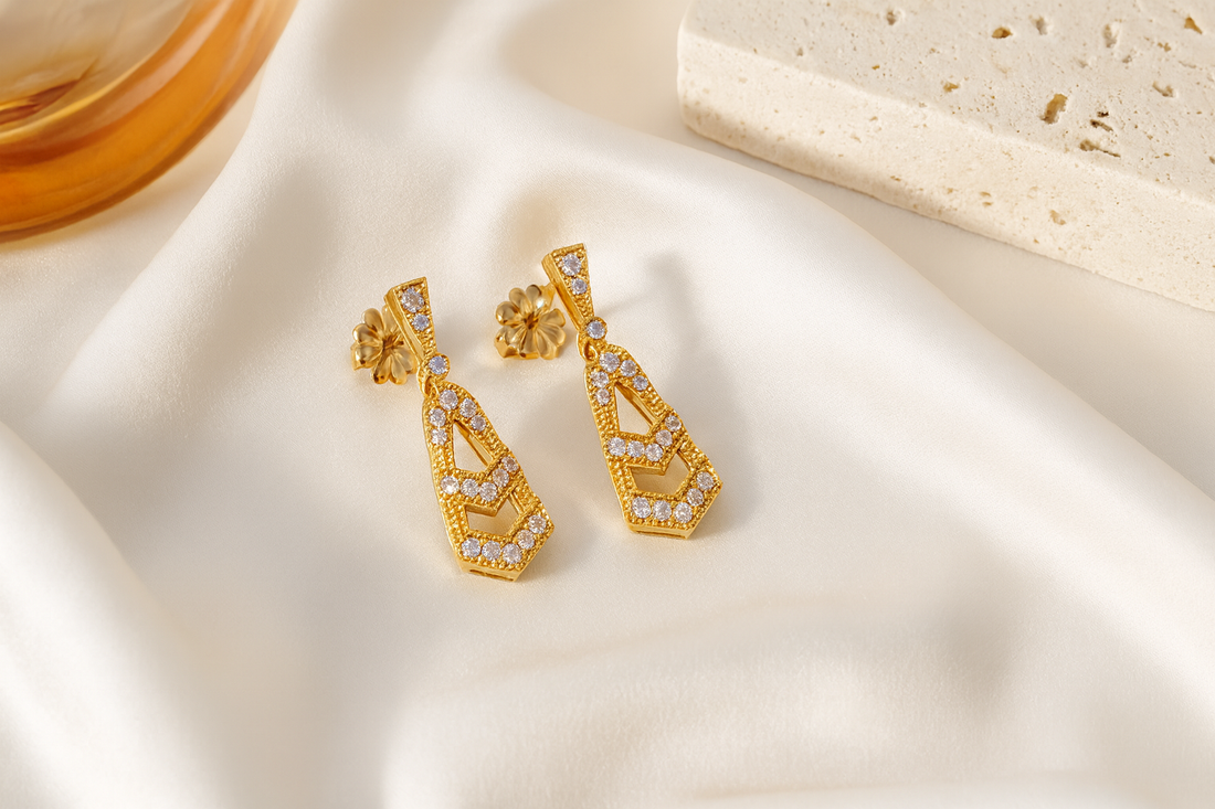 Diamond-Embellished Drop Earrings