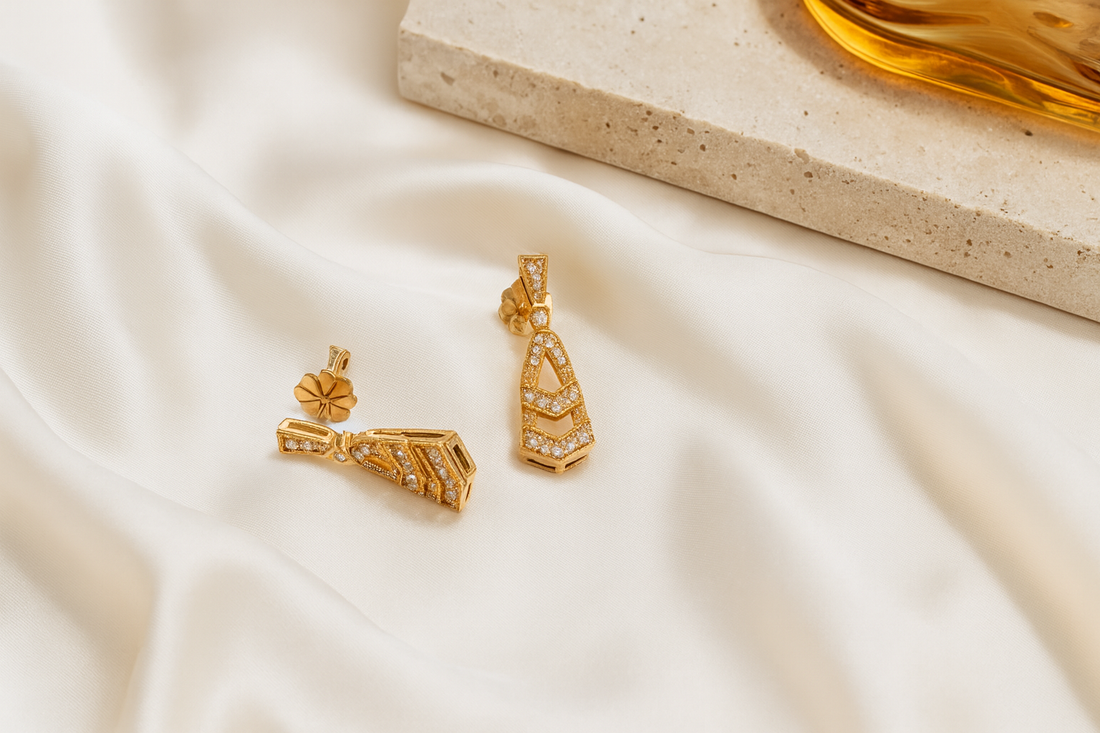 Diamond-Embellished Drop Earrings
