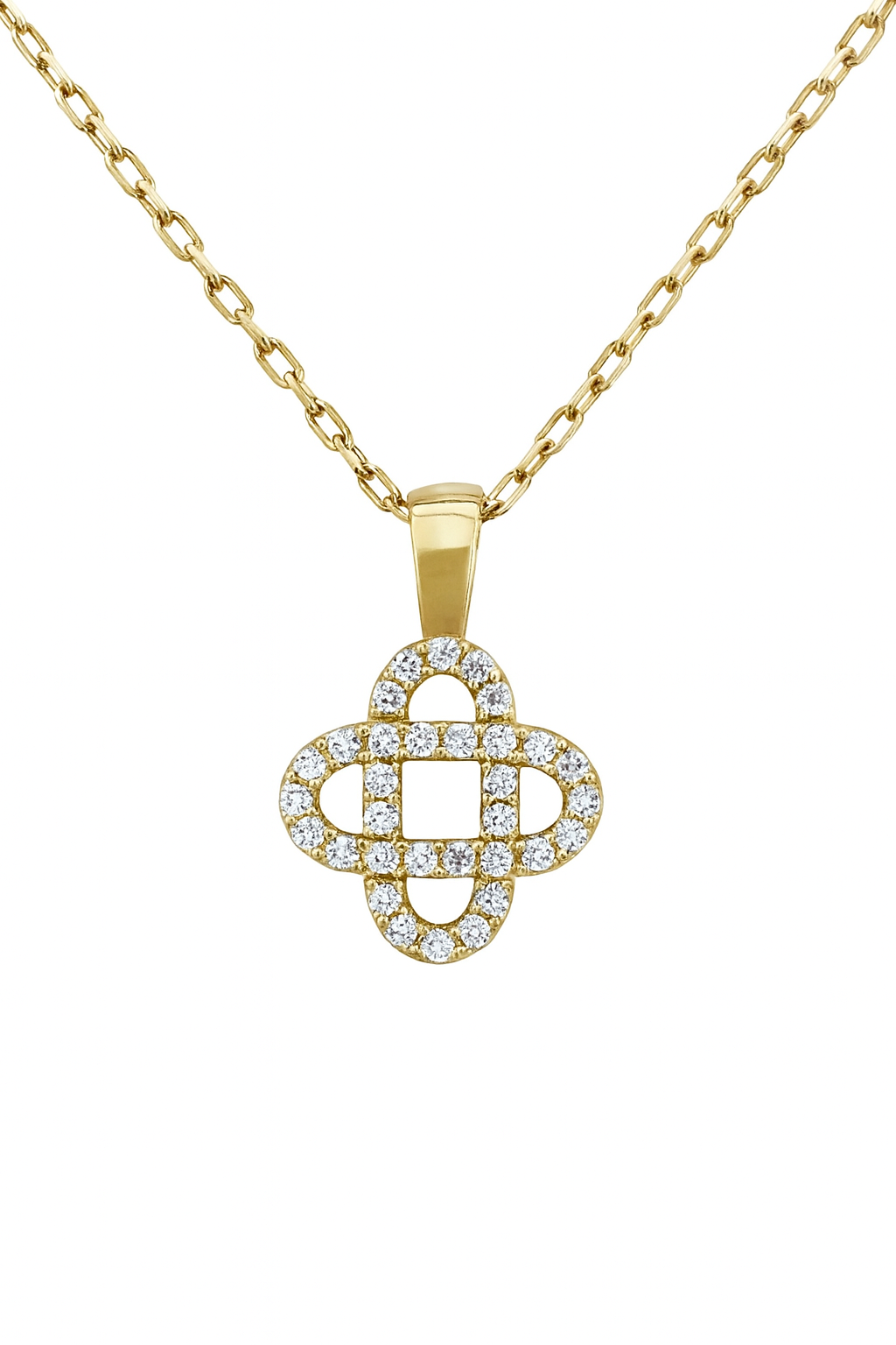 Diamond Lattice Pendant in Yellow Gold