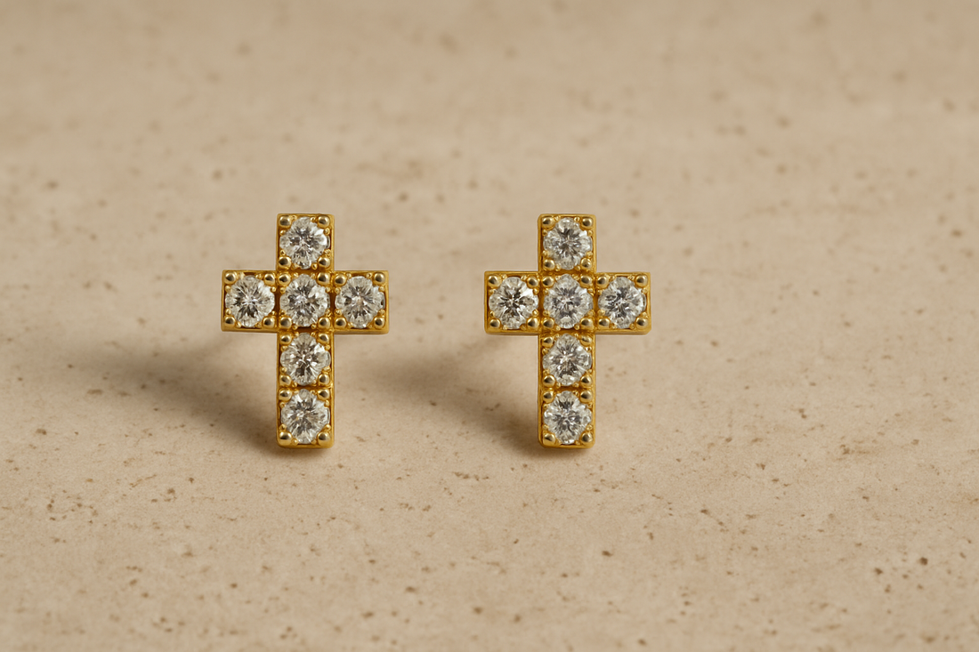 Diamond Cross Earrings