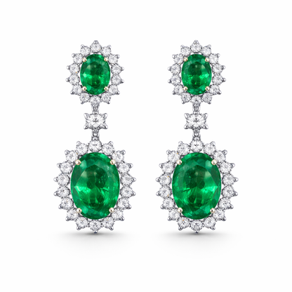 Emerald Earrings in 18ct White Gold
