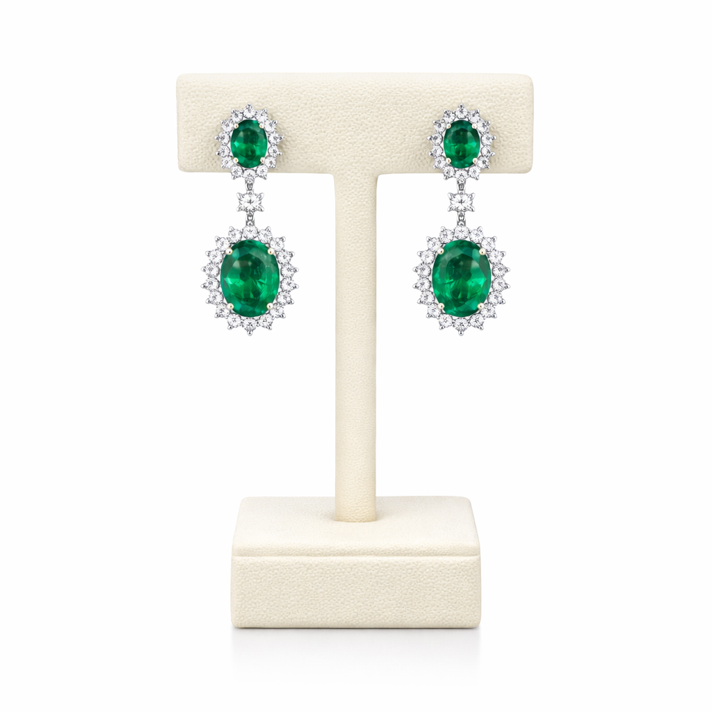 Emerald Earrings in 18ct White Gold